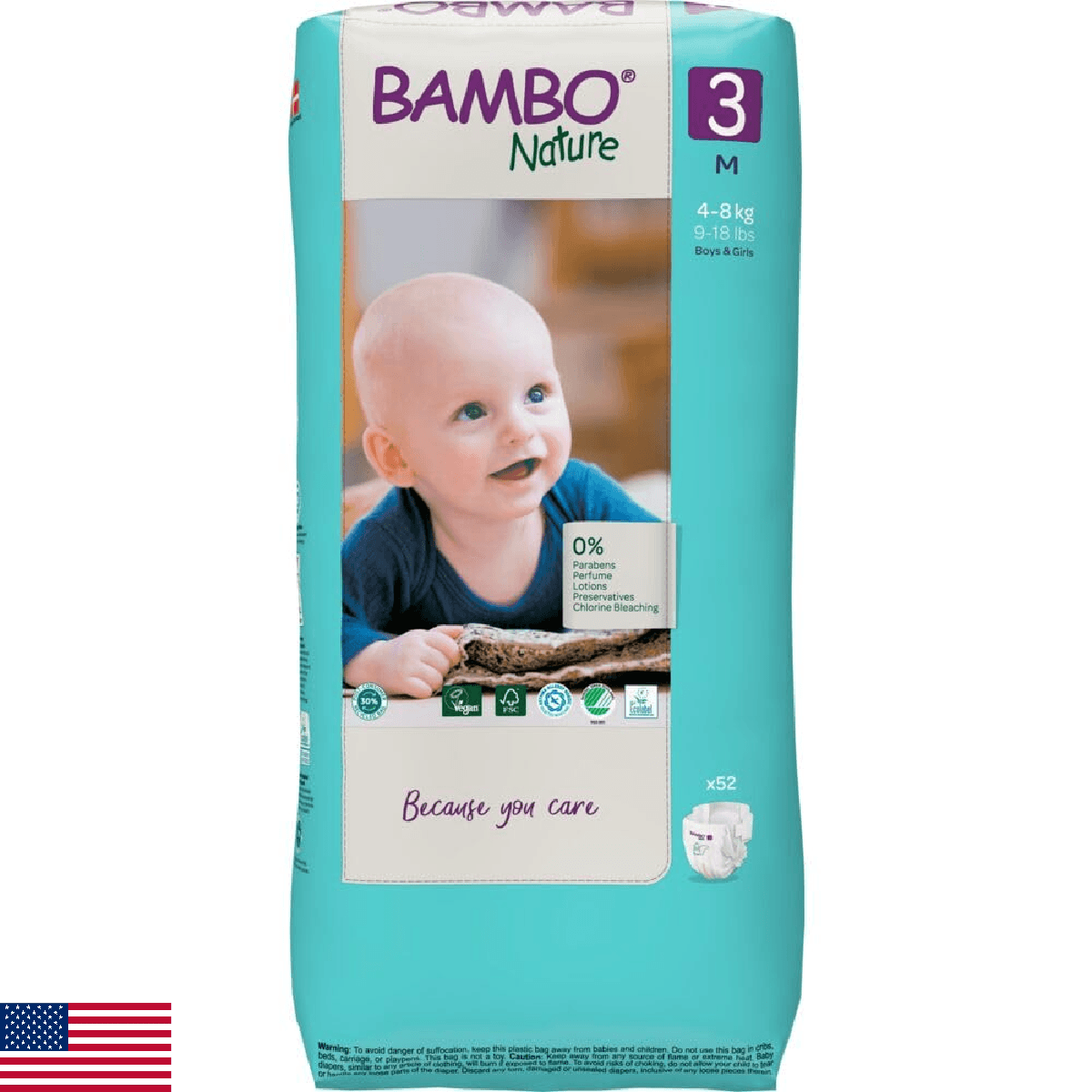 Bambo Nature Hypoallergenic Baby Diapers, Eco-Labeled Diapers, Enhanced Leakage - Image 1