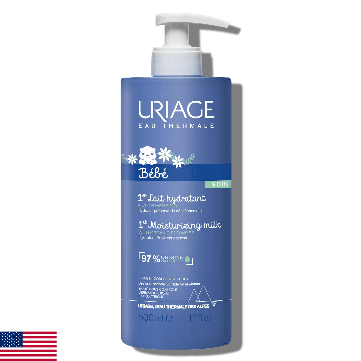 Uriage Baby Daily Moisturizing lotion with Organic Edelweiss + Shea Butter, Nour - Image 1