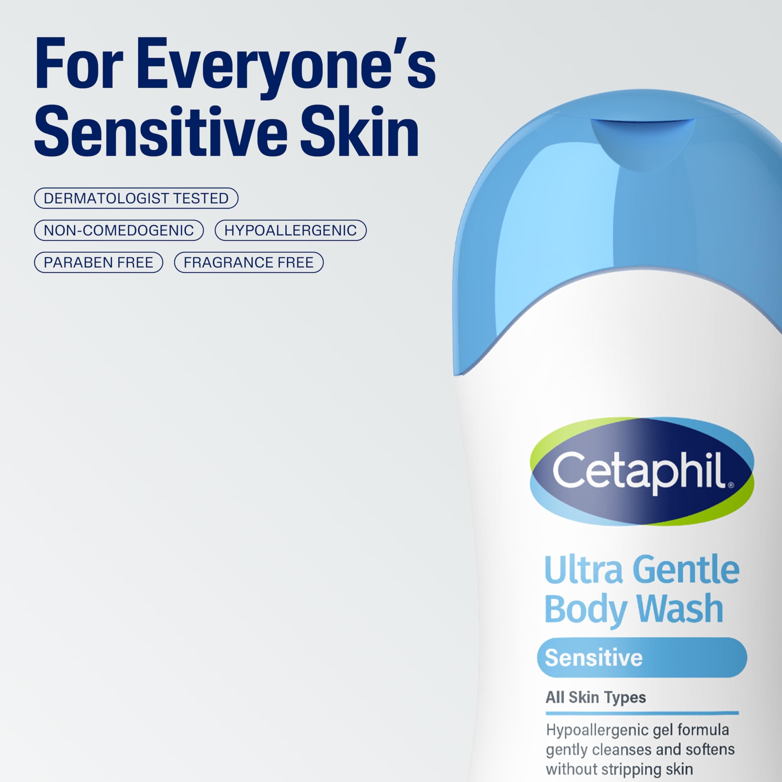 Cetaphil Ultra Gentle Body Wash, For Dry to Normal, Sensitive Skin, 16.9oz Pack - Thumbnail 6