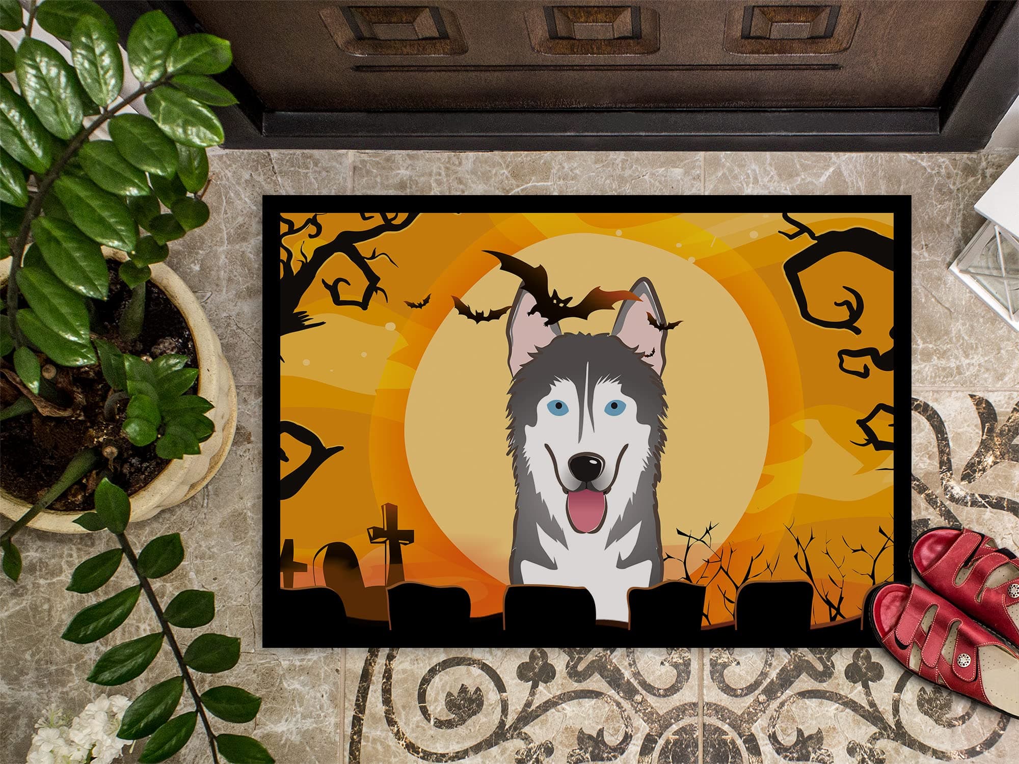 Caroline's Treasures BB1776MAT Halloween Alaskan Malamute Doormat 18x27 Front Do - Thumbnail 3