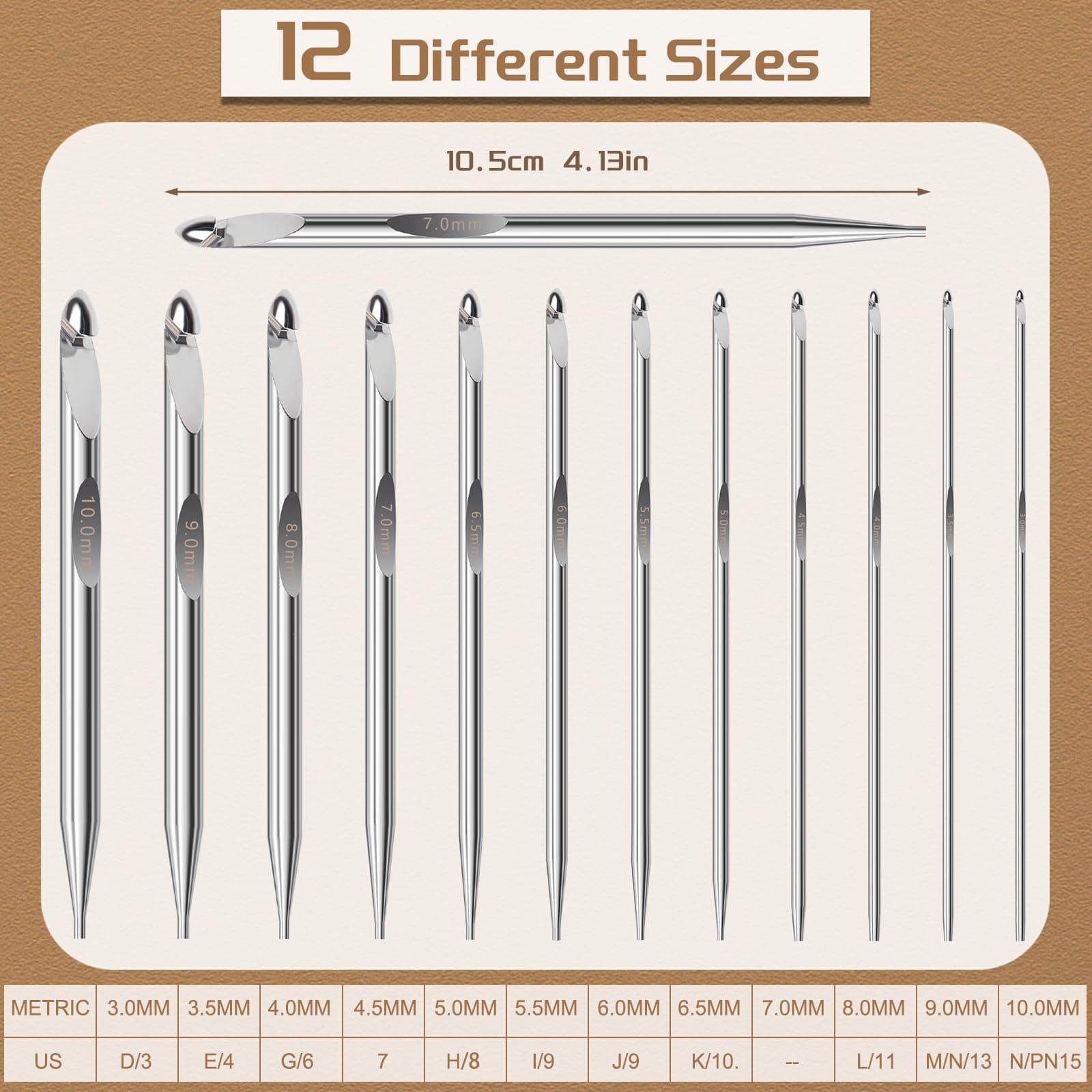 Aeelike Interchangeable Tunisian Crochet Hooks Set, 12 Sizes Tunisian Crochet Ho - Thumbnail 5
