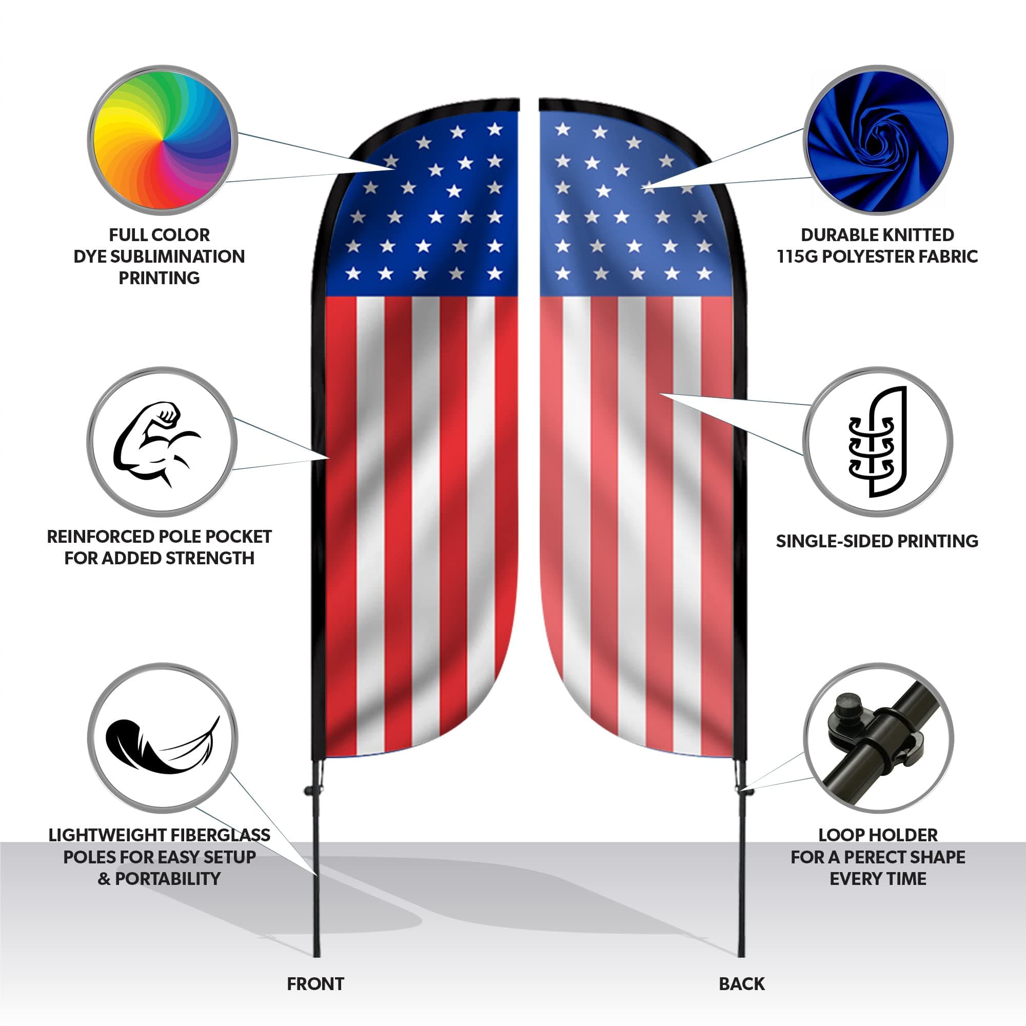 LookOurWay Feather Flag Set - 5ft Tall Advertising Banner Flag with Pole Kit and - Thumbnail 2