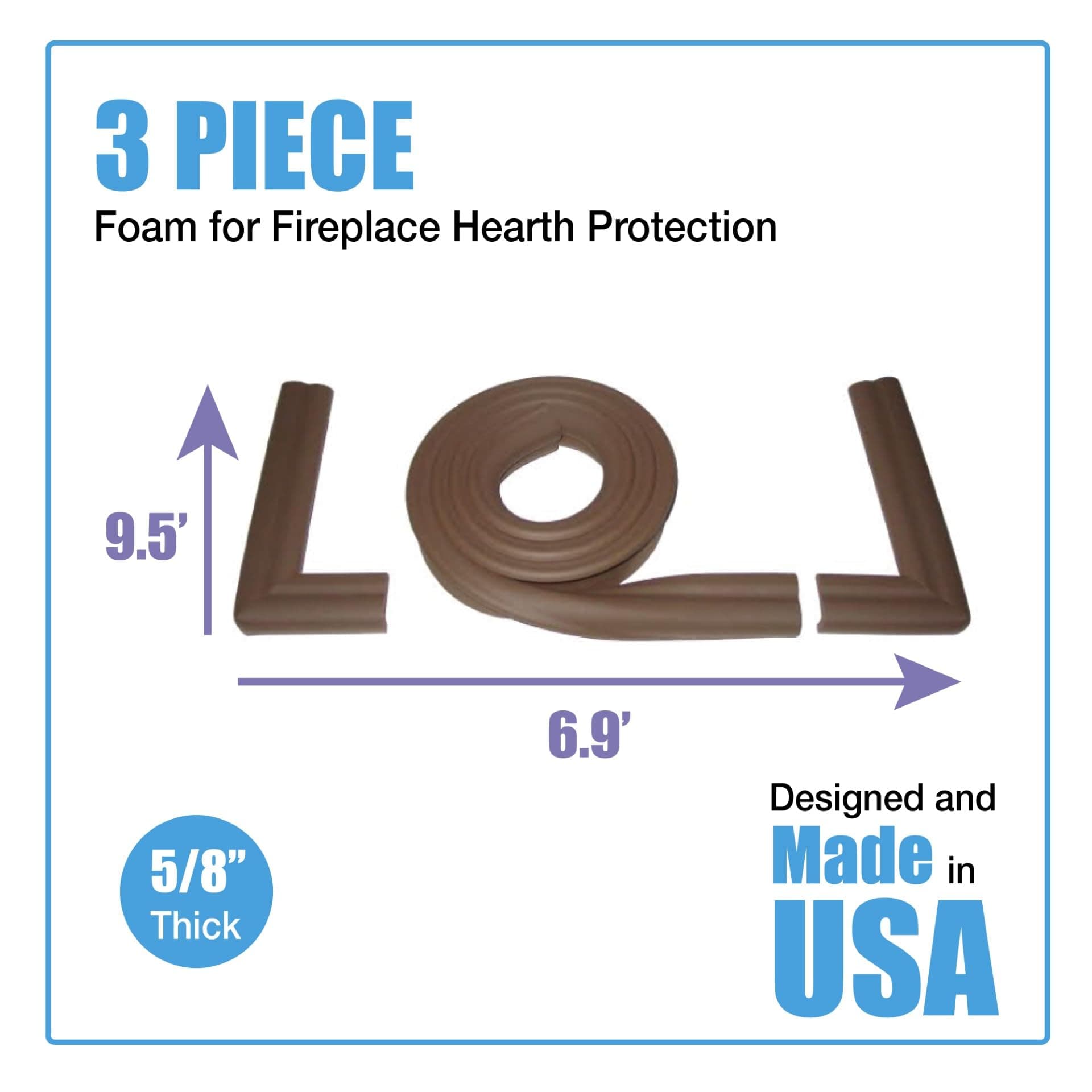 KidKusion Hearth Cushion | Made in USA | Brown | 8.33 Ft of Padding | Child Safe - Thumbnail 3