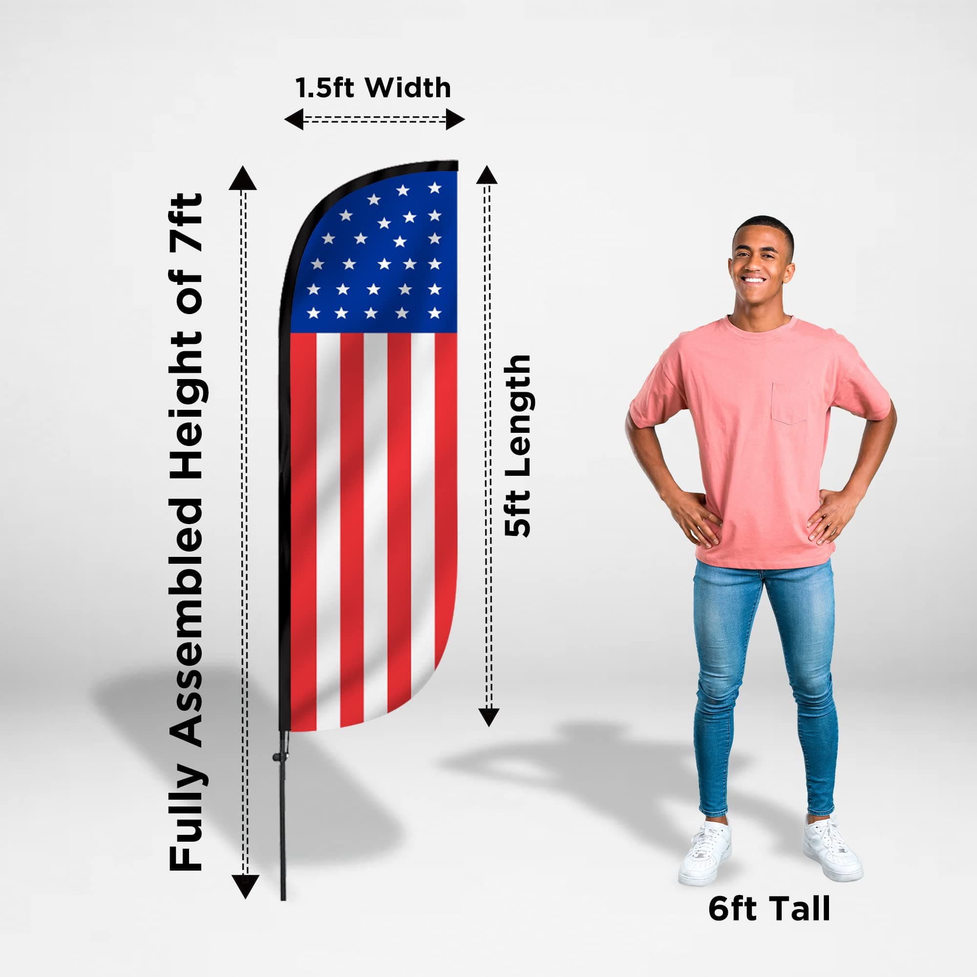 LookOurWay Feather Flag Set - 5ft Tall Advertising Banner Flag with Pole Kit and - Thumbnail 4