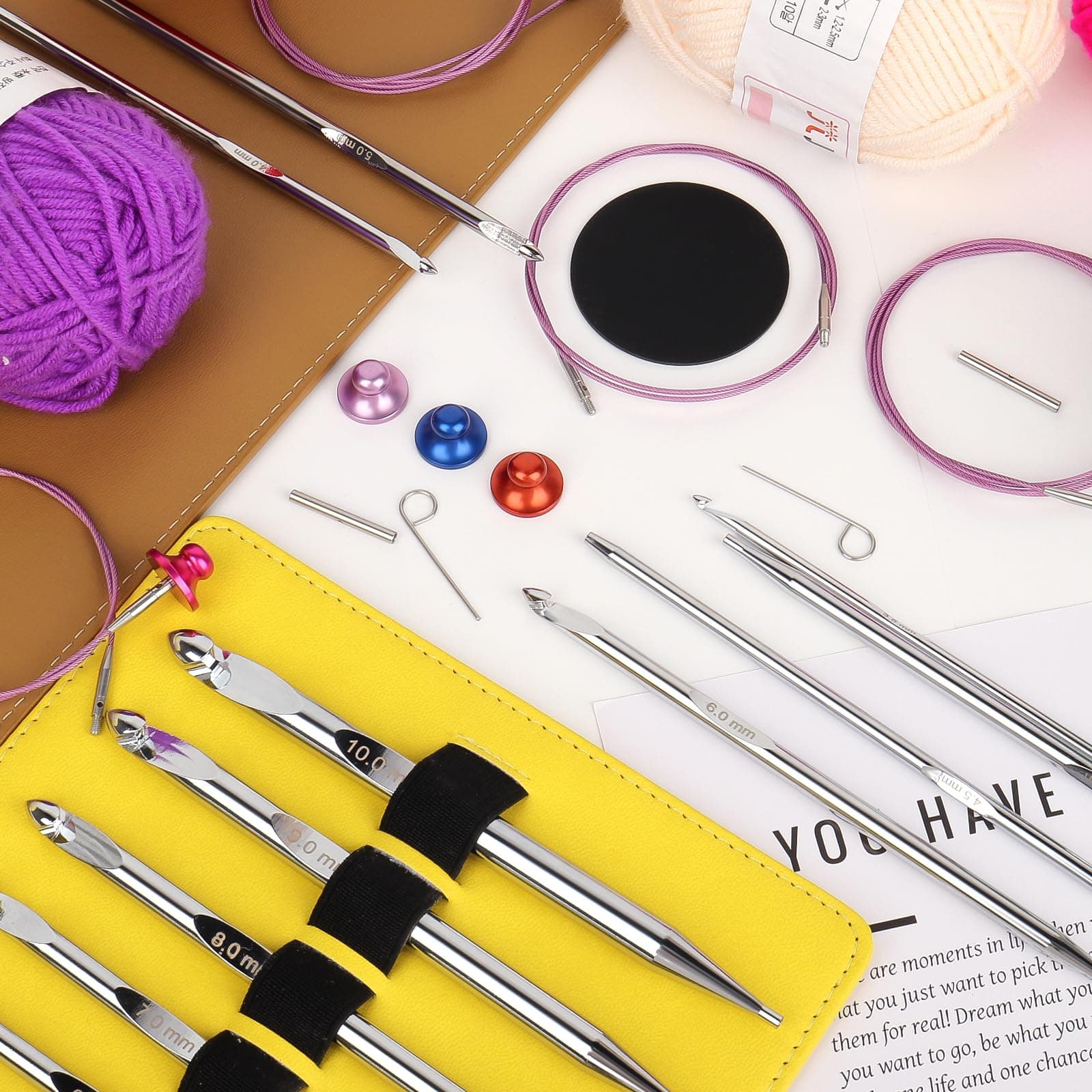 Aeelike Interchangeable Tunisian Crochet Hooks Set, 12 Sizes Tunisian Crochet Ho - Thumbnail 7