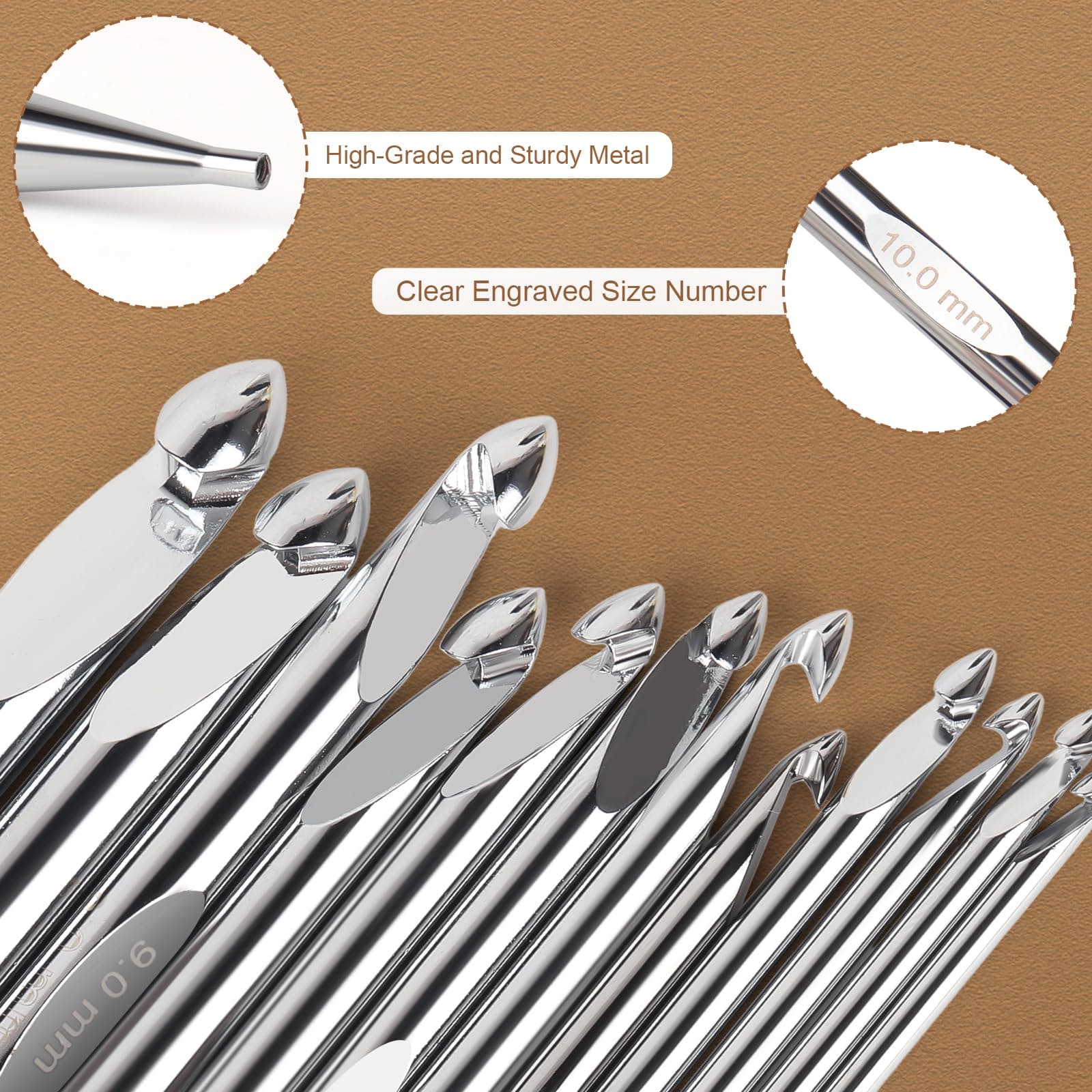 Aeelike Interchangeable Tunisian Crochet Hooks Set, 12 Sizes Tunisian Crochet Ho - Thumbnail 8