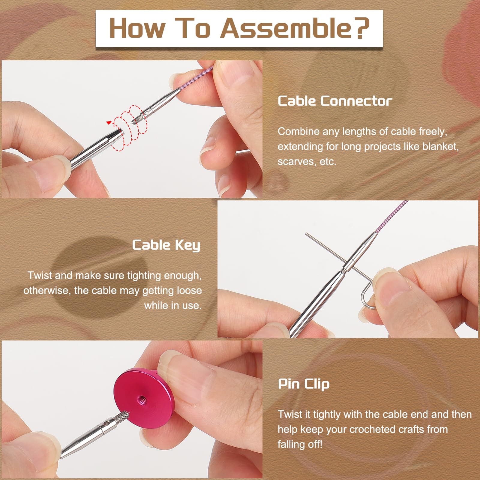 Aeelike Interchangeable Tunisian Crochet Hooks Set, 12 Sizes Tunisian Crochet Ho - Thumbnail 3