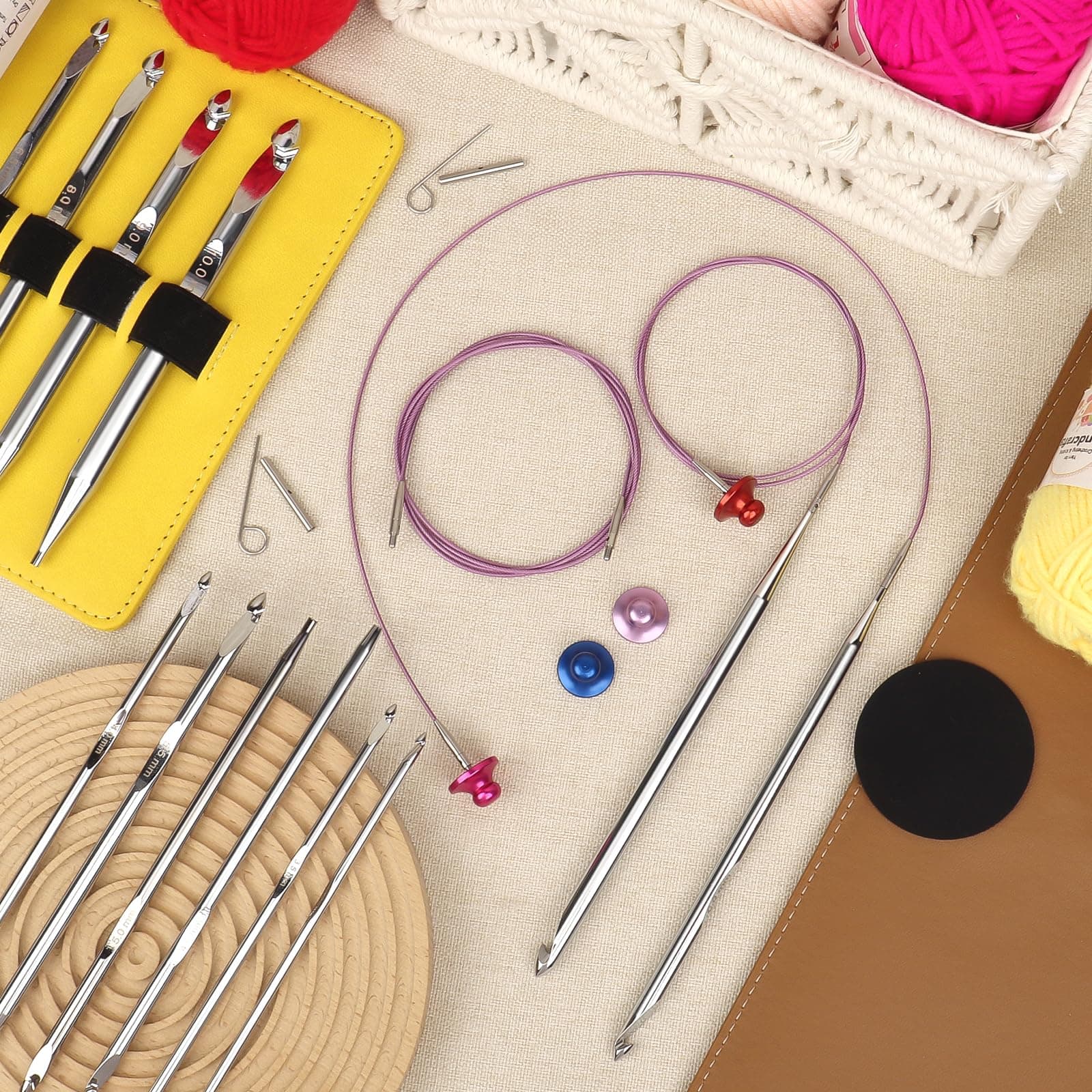 Aeelike Interchangeable Tunisian Crochet Hooks Set, 12 Sizes Tunisian Crochet Ho - Thumbnail 9