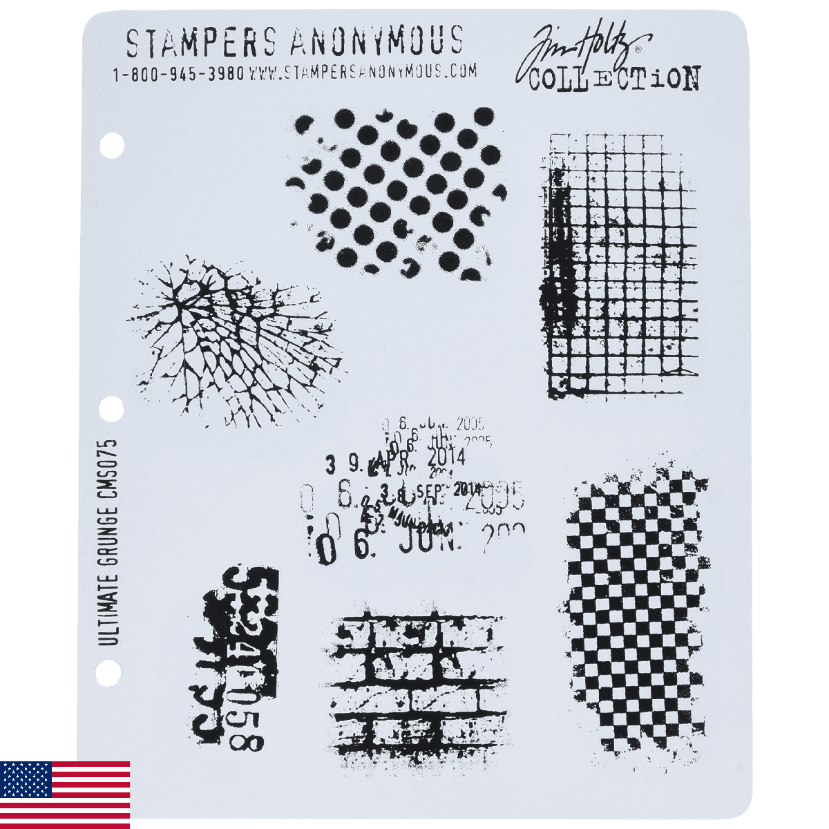 Stampers Anonymous CMS-075 Tim Holtz Cling Rubber Stamp Set, Ultimate Grunge - Image 1