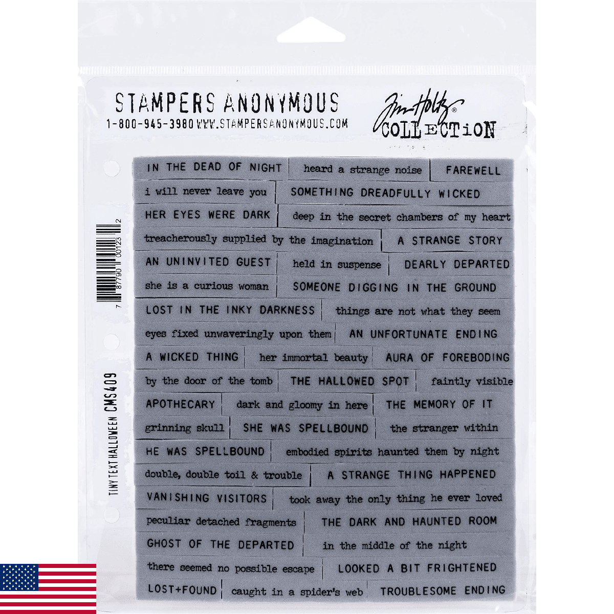 Stampers Anonymous Tim Holtz - Stampers Anon Cling RBBR Stamp Set, Tiny Text Hal - Image 1