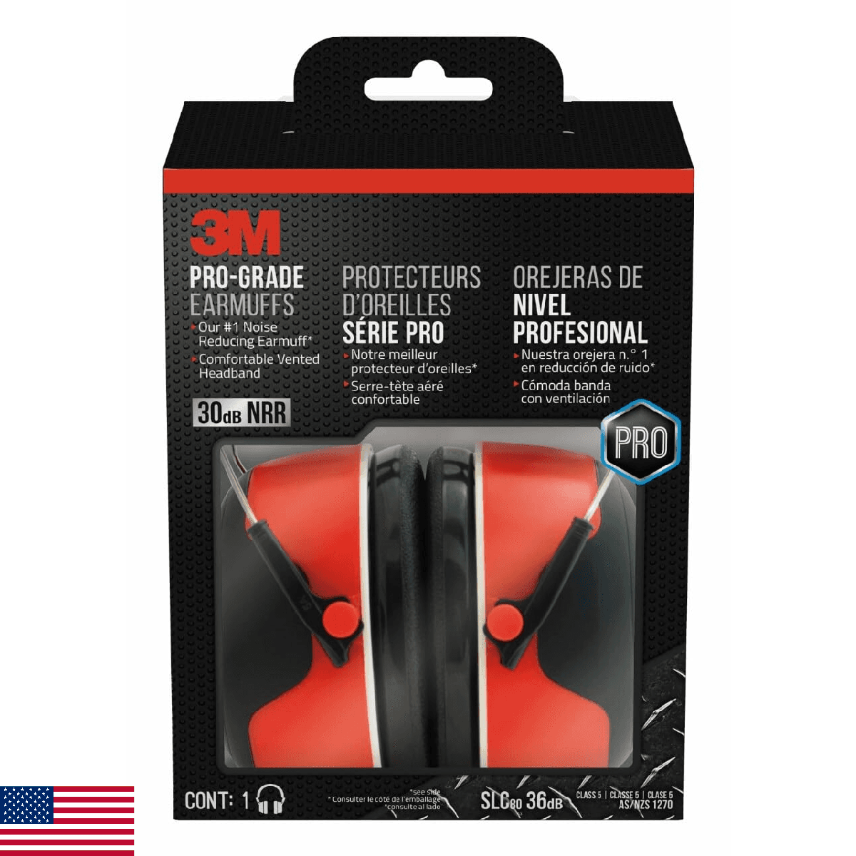 3M Pro-Grade Earmuff, Noise Reduction Rating (NRR) 30 dB, Lightweight & Adjustab - Image 1