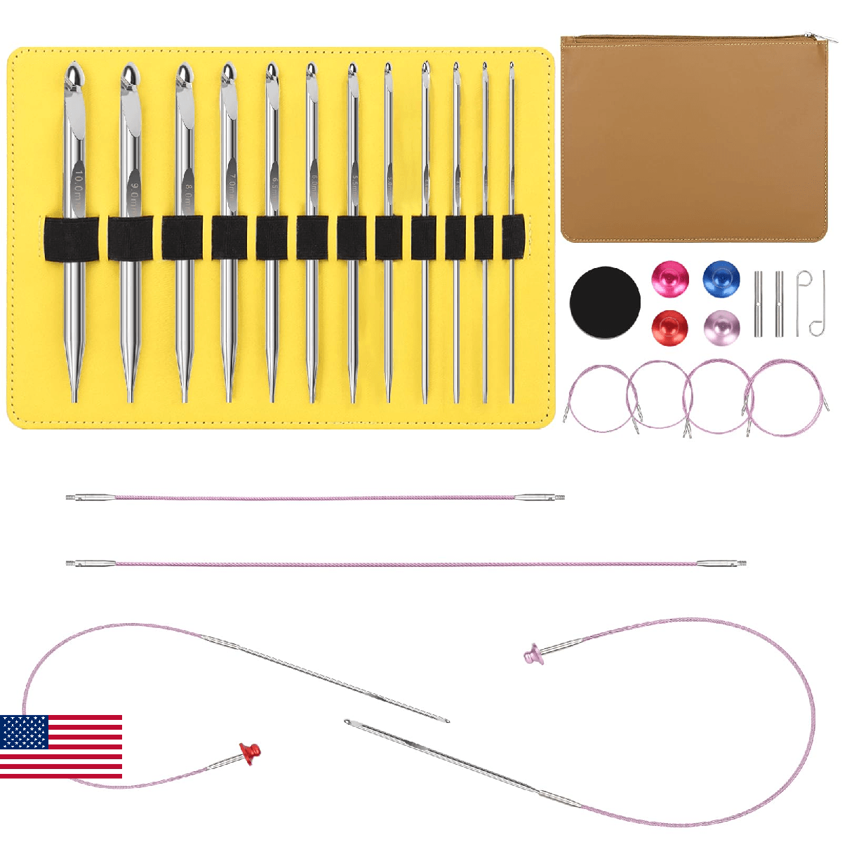 Aeelike Interchangeable Tunisian Crochet Hooks Set, 12 Sizes Tunisian Crochet Ho - Image 1