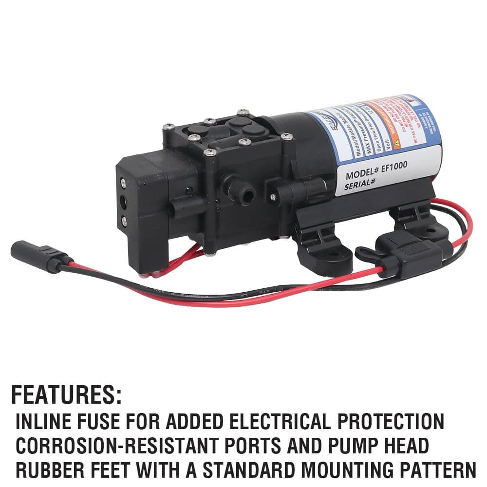 Everflo 12V On-Demand Diaphragm Sprayer Pump - 1.0GPM, 40 PSI Max, 3/8" Hose Bar - Thumbnail 5