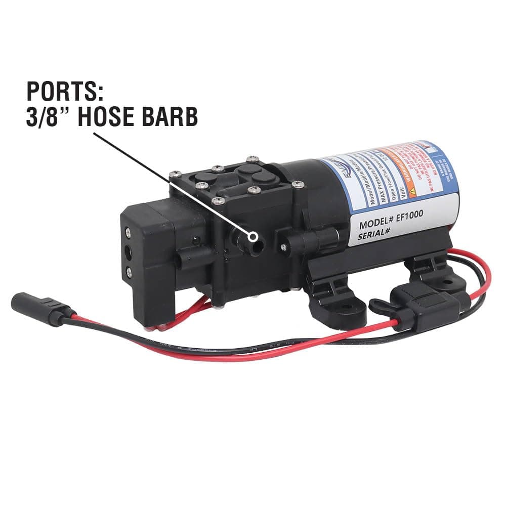 Everflo 12V On-Demand Diaphragm Sprayer Pump - 1.0GPM, 40 PSI Max, 3/8" Hose Bar - Thumbnail 4