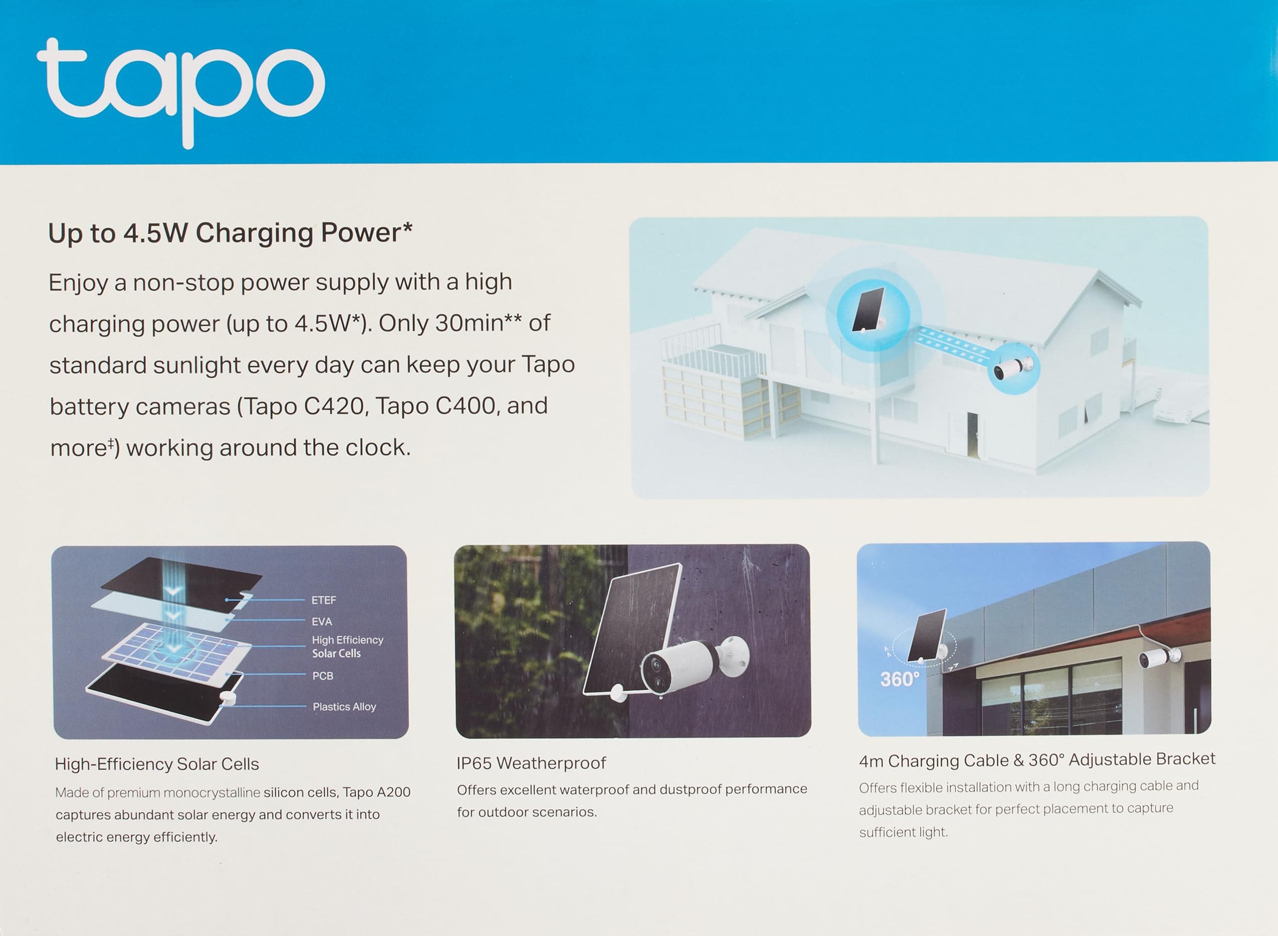 Tapo Solar Panel A200, (Compatible with MagCam C425, C420, and C400), Long-Lasti - Thumbnail 5
