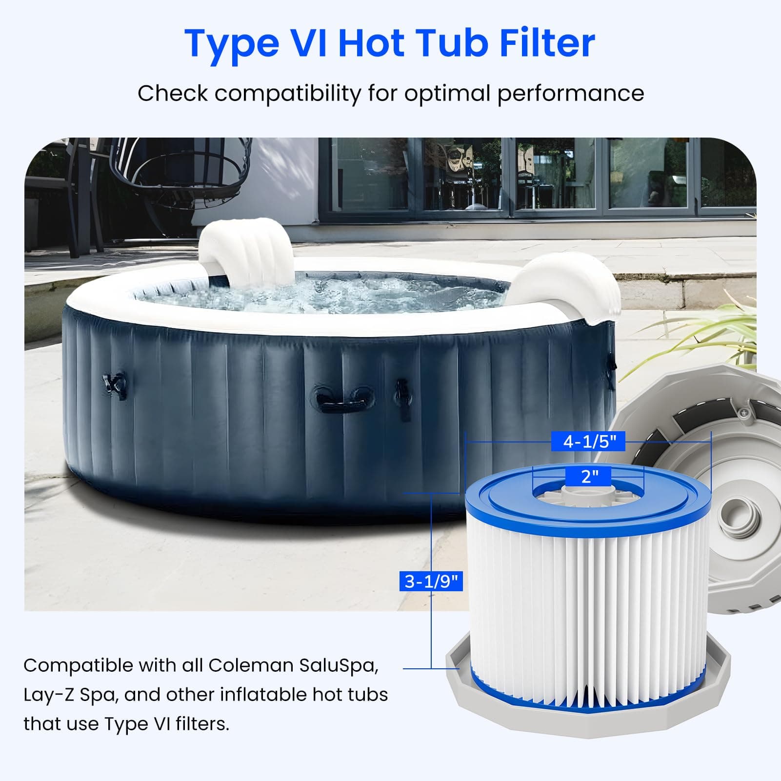 Future Way Hot Tub Filter Replacement for SaluSpa Hot Tub Filters, Type VI Spa F - Thumbnail 2