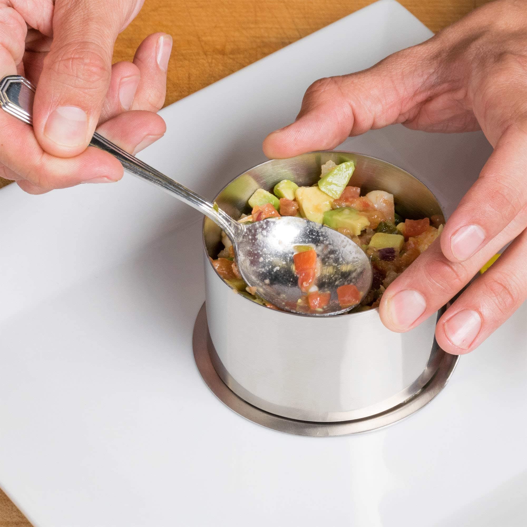 Ateco Round Food Molding Set, 3.5 by 2.1-Inches High, 4-Piece Set Includes 2 Rin - Thumbnail 3