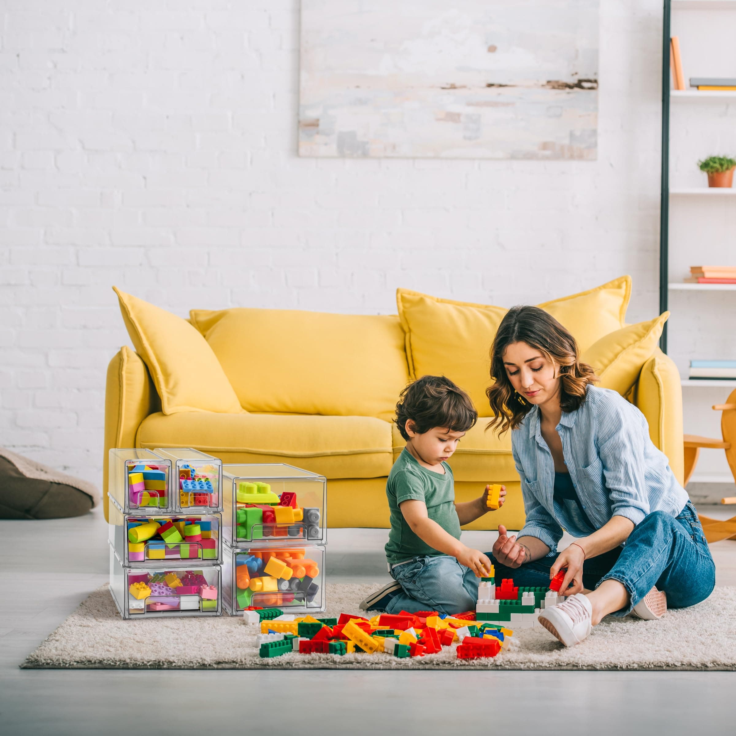Sorbus Large Clear Stackable Storage Drawers, Plastic Storage Drawers with Handl - Thumbnail 5