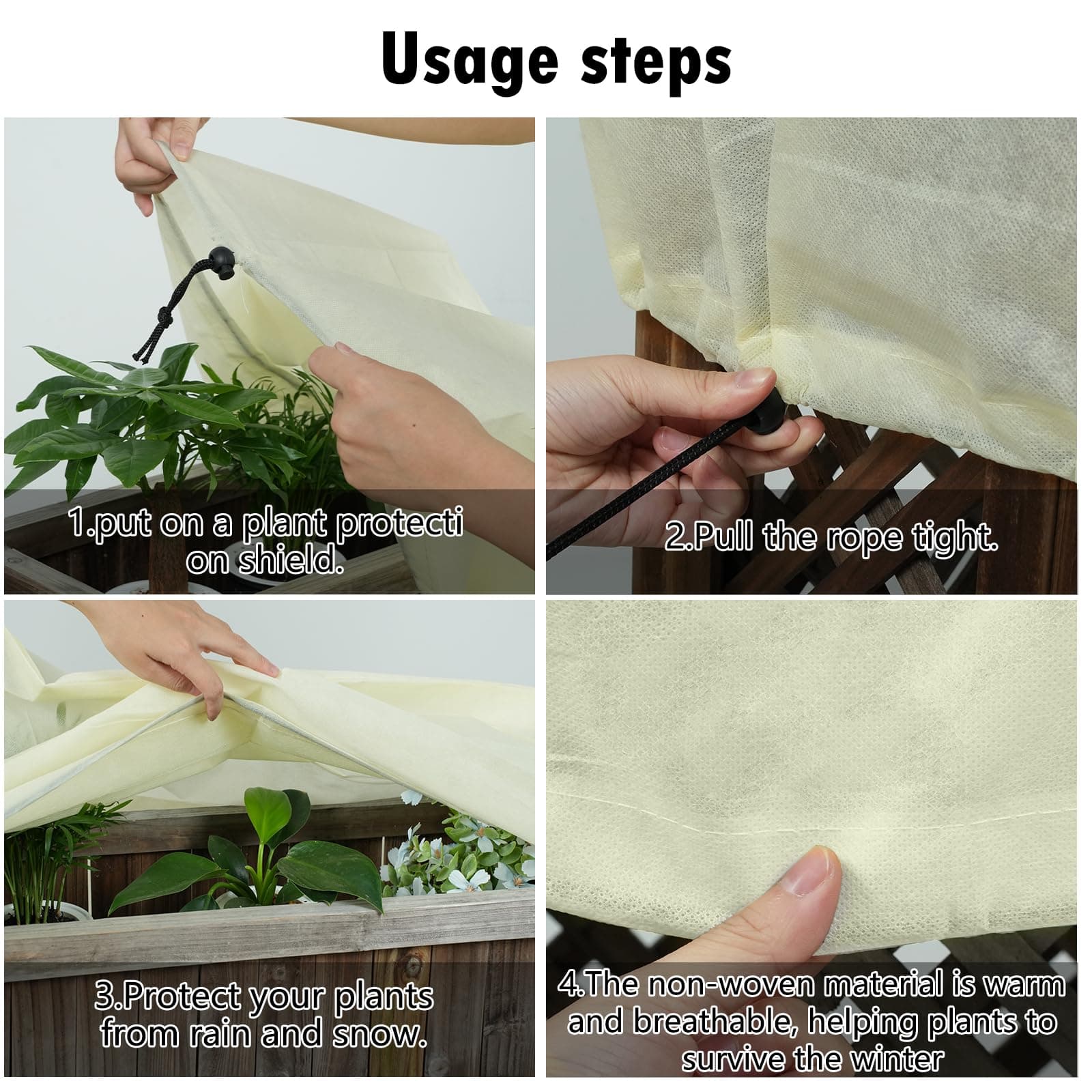 EAVNCLG Rectangular Plant Protection Blanket Winter Outdoor Garden Frost Protect - Thumbnail 3