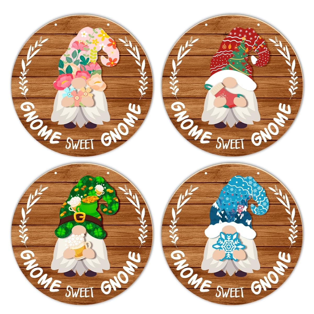 Interchangeable Gnome Welcome Sign St. Patrick's Day Door Decorations, Changeabl - Thumbnail 3