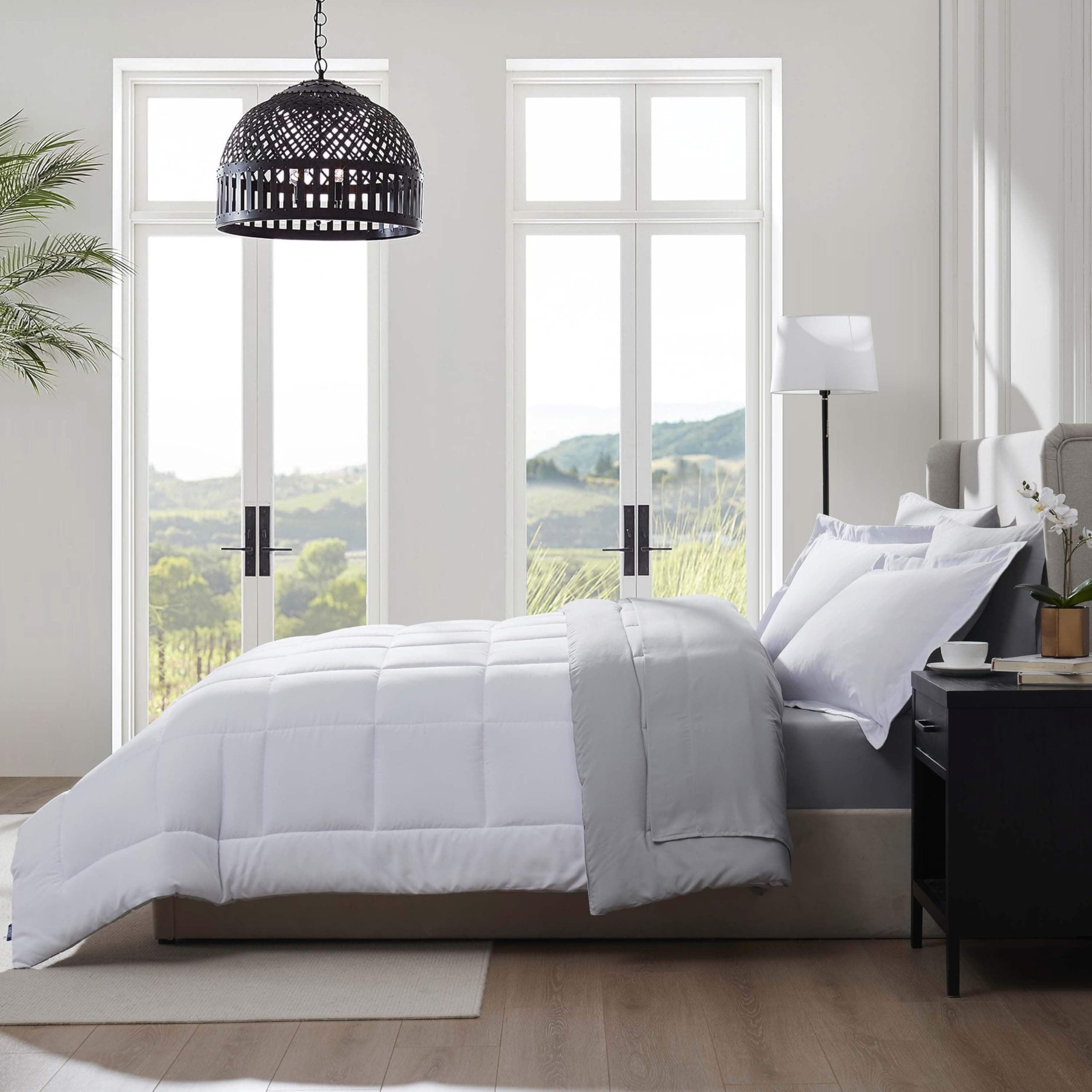 Nestl 7 Piece Full Comforter Set – White Reversible Bed in a Bag – Complete Full - Thumbnail 9