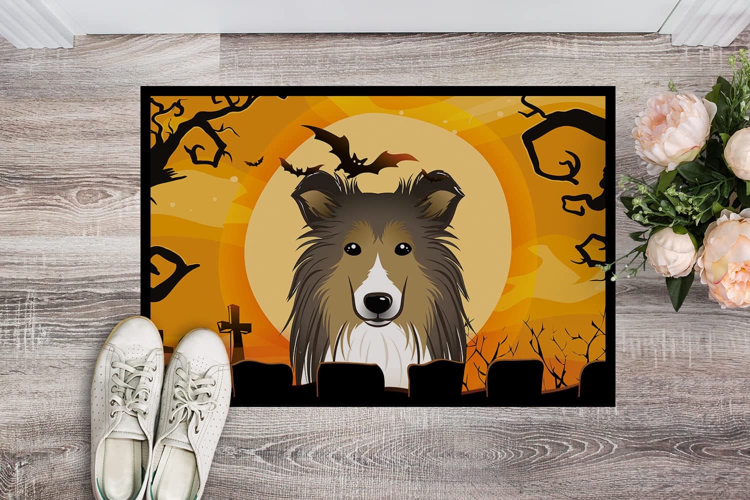 Caroline's Treasures BB1800MAT Halloween Sheltie Doormat 18x27 Front Door Mat In - Thumbnail 2