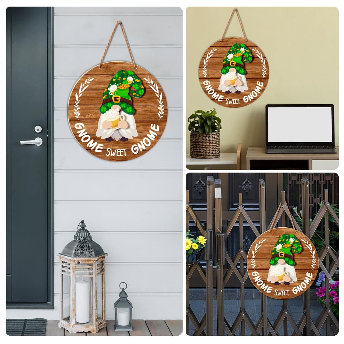 Interchangeable Gnome Welcome Sign St. Patrick's Day Door Decorations, Changeabl - Thumbnail 6