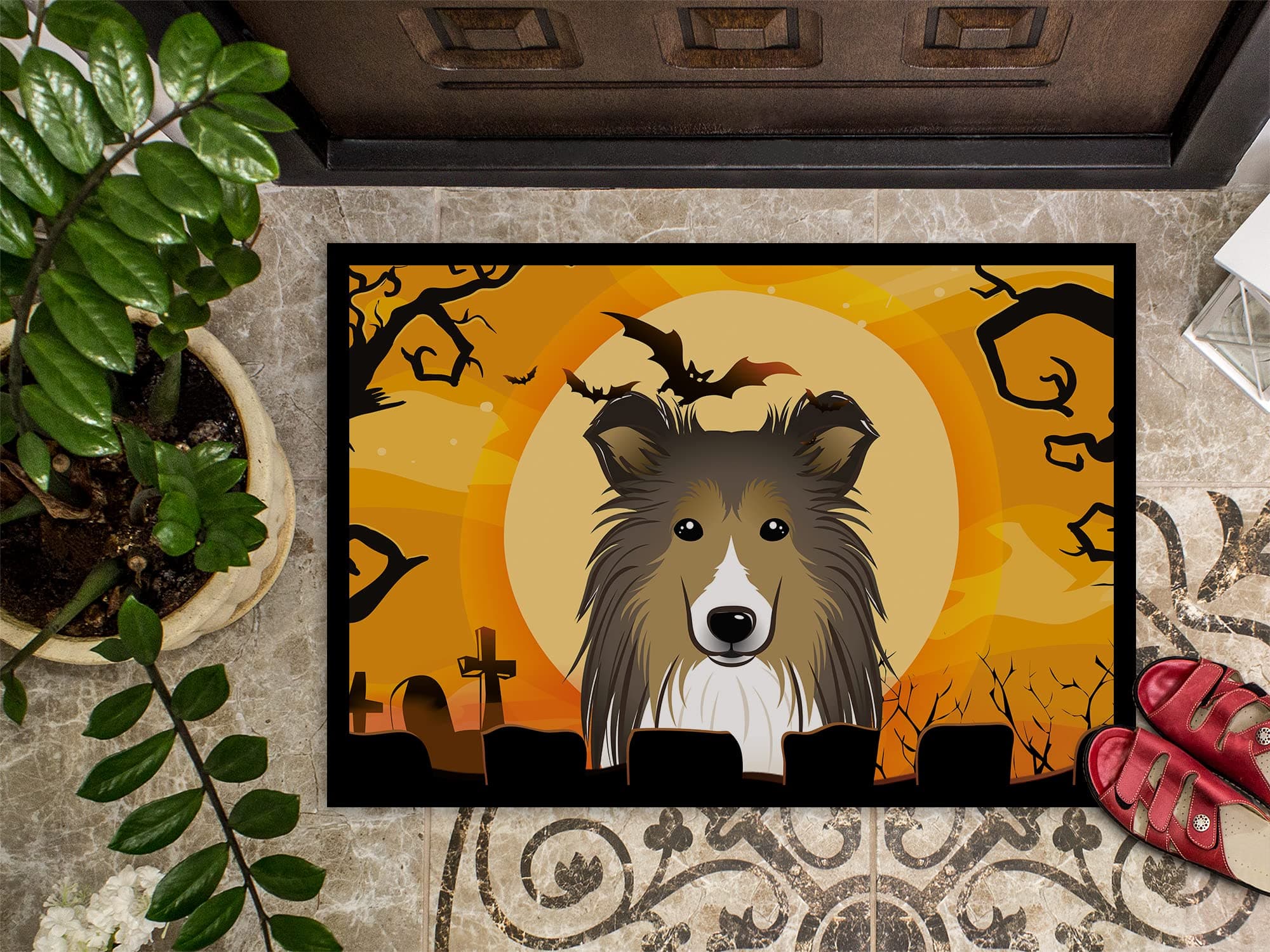 Caroline's Treasures BB1800MAT Halloween Sheltie Doormat 18x27 Front Door Mat In - Thumbnail 3