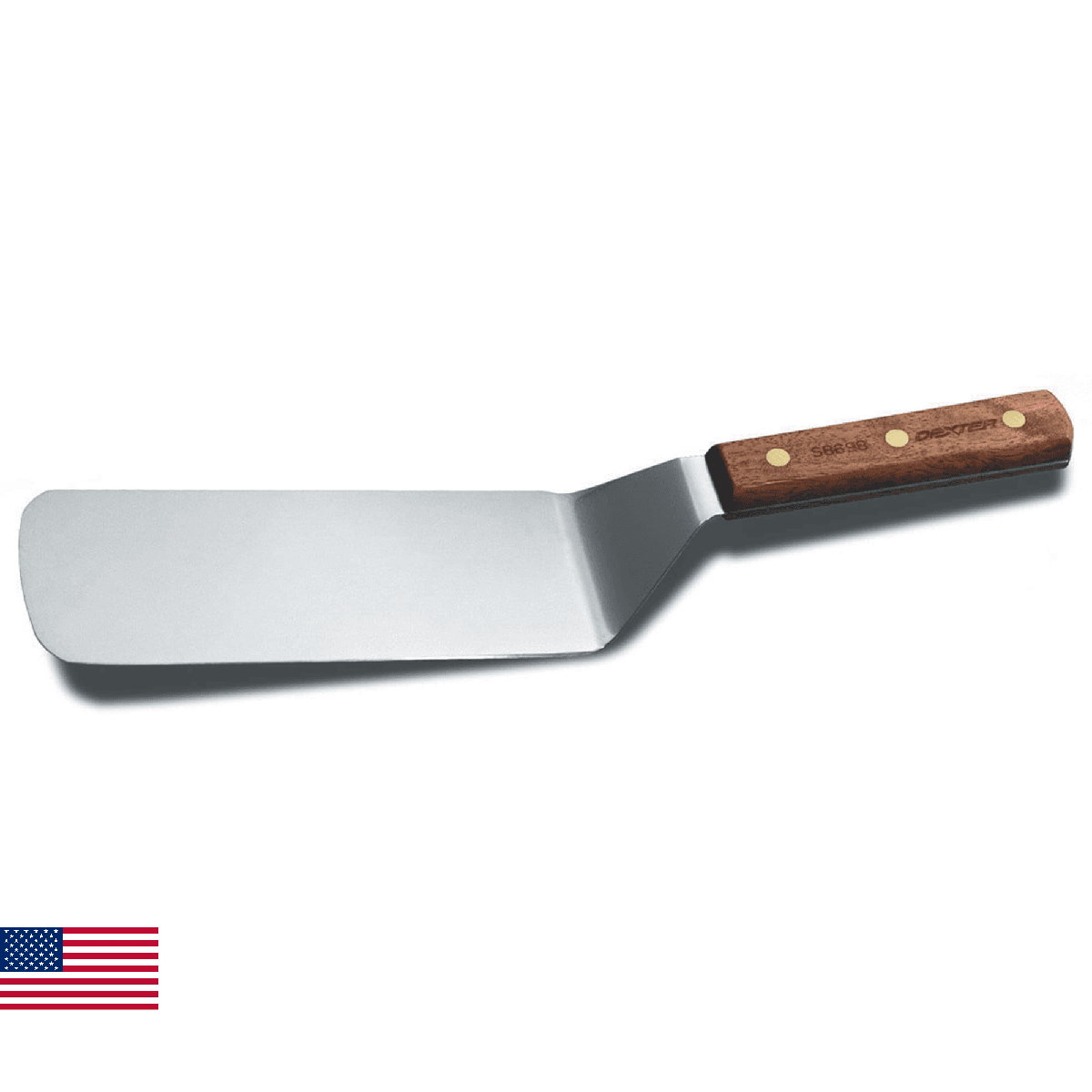 Traditional S8698 8" x 3" Cake Turner with Wood Handle, Medium, Brown - Image 1