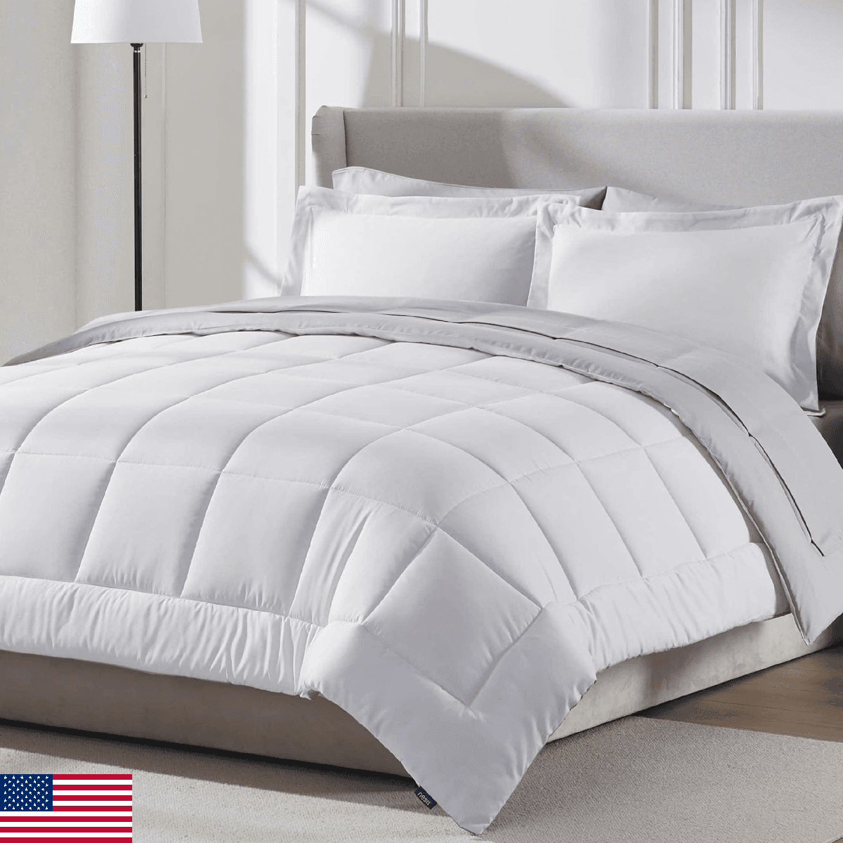 Nestl 7 Piece Full Comforter Set – White Reversible Bed in a Bag – Complete Full - Image 1