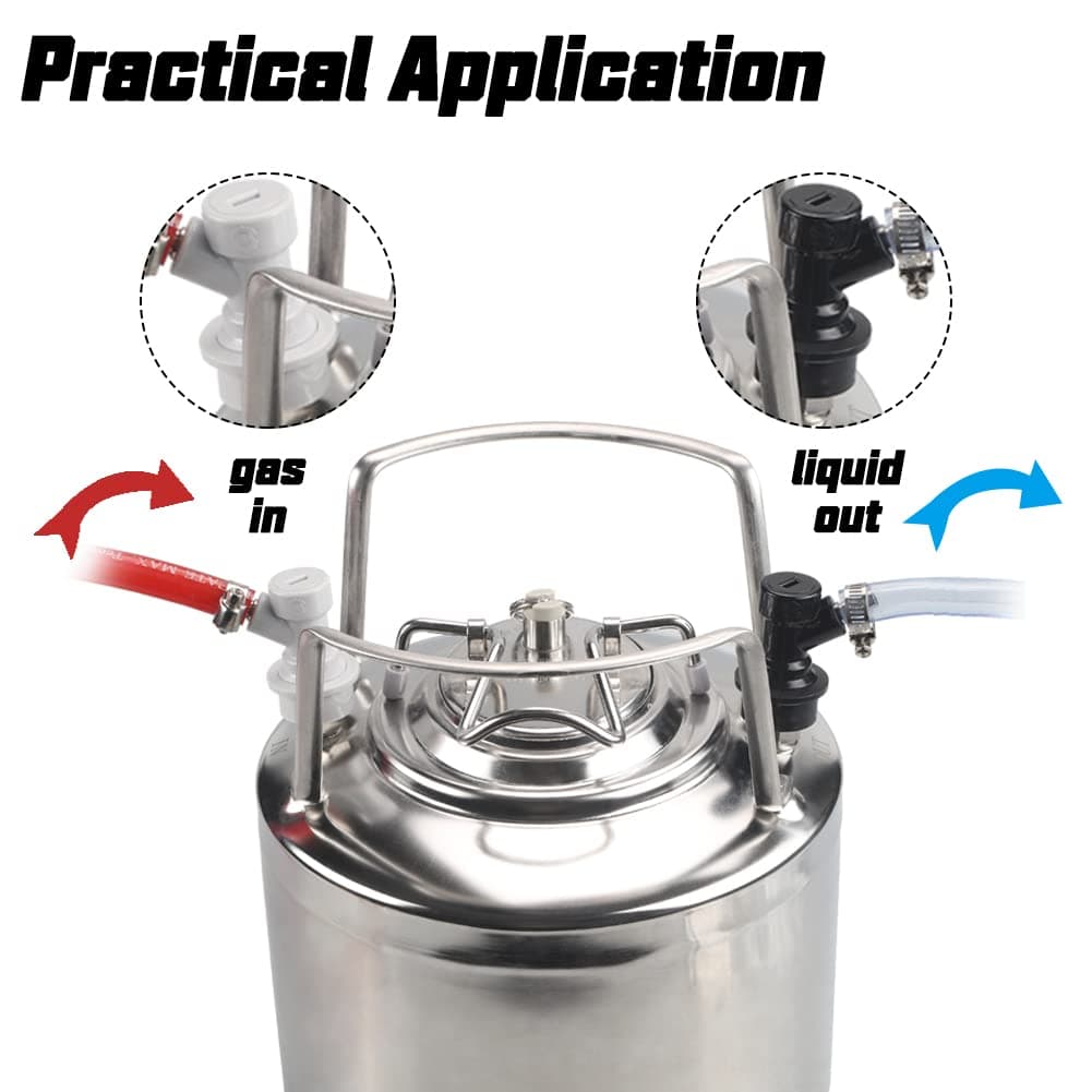 2 Pair ball lock keg couplers Barb Gas&Liquid beer Quick Disconnects Sets - Thumbnail 5