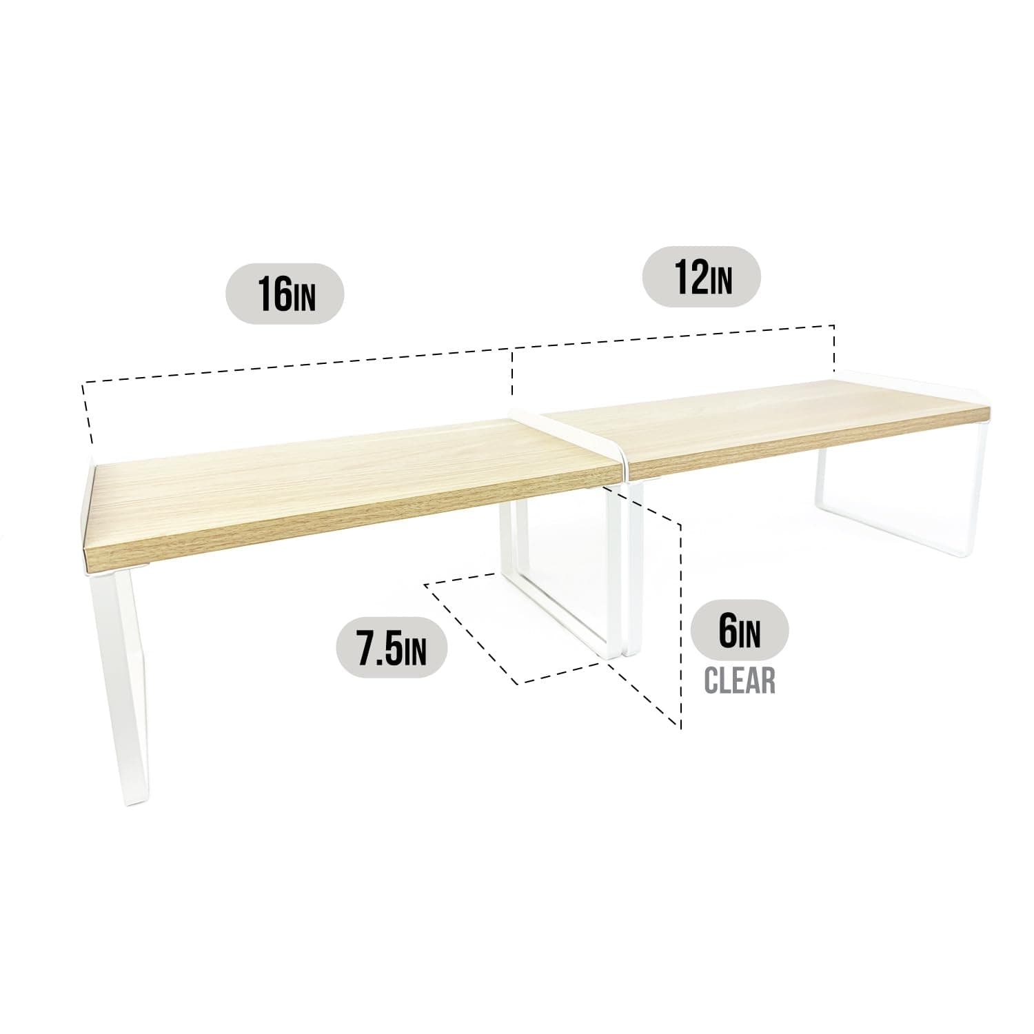 Mitus Shelf Organizer and Storage Stackable Tiered Wood Cabinet Rack Set of 2 12 - Thumbnail 3