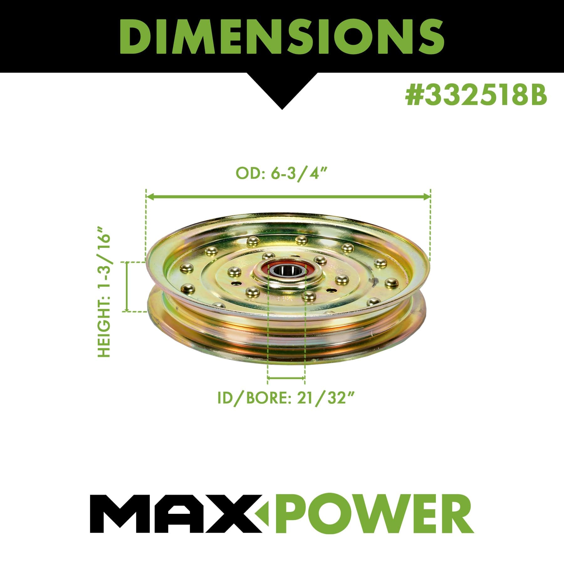 Maxpower 332518B Idler Pulley Replaces Exmark Lazer Z 1-633109, 11-64667, 116466 - Thumbnail 2