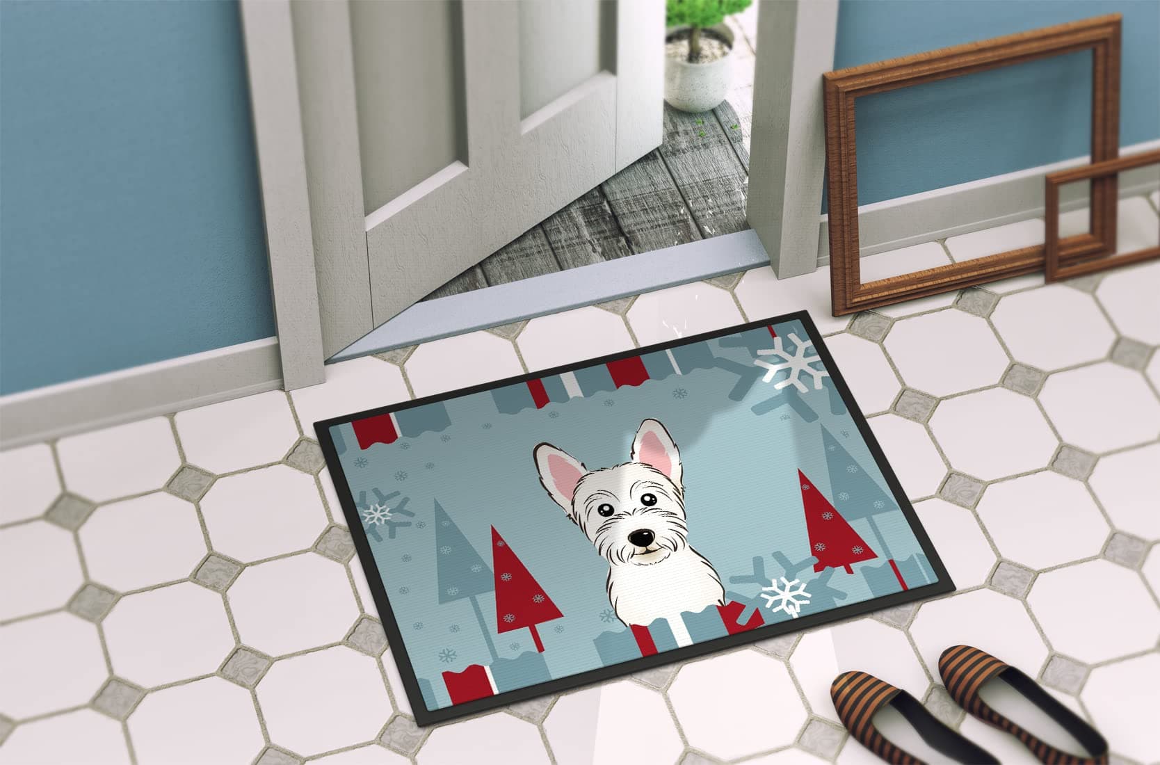 Caroline's Treasures BB1722JMAT Winter Holiday Westie Doormat 24x36 Front Door M - Thumbnail 4