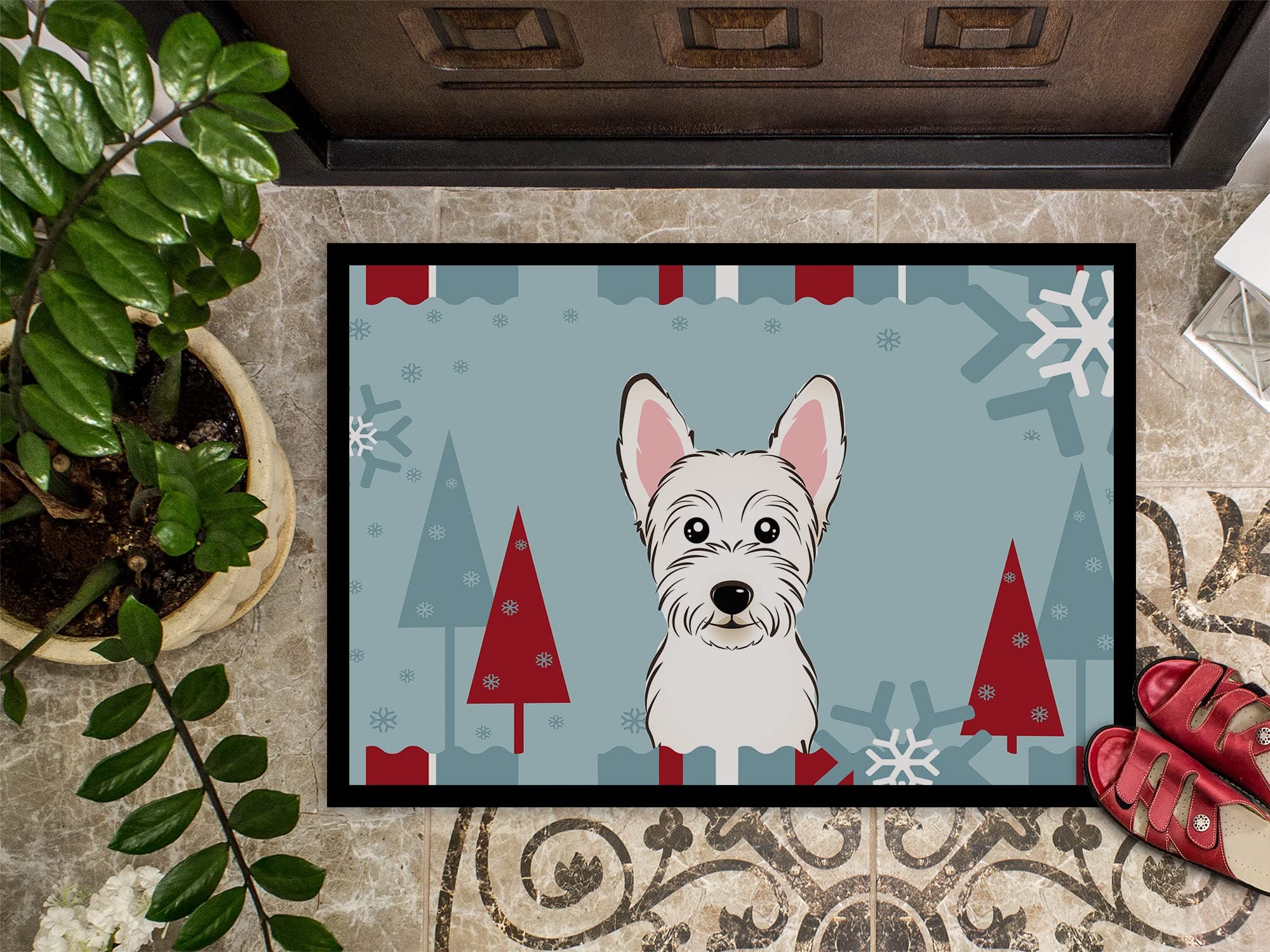 Caroline's Treasures BB1722JMAT Winter Holiday Westie Doormat 24x36 Front Door M - Thumbnail 3