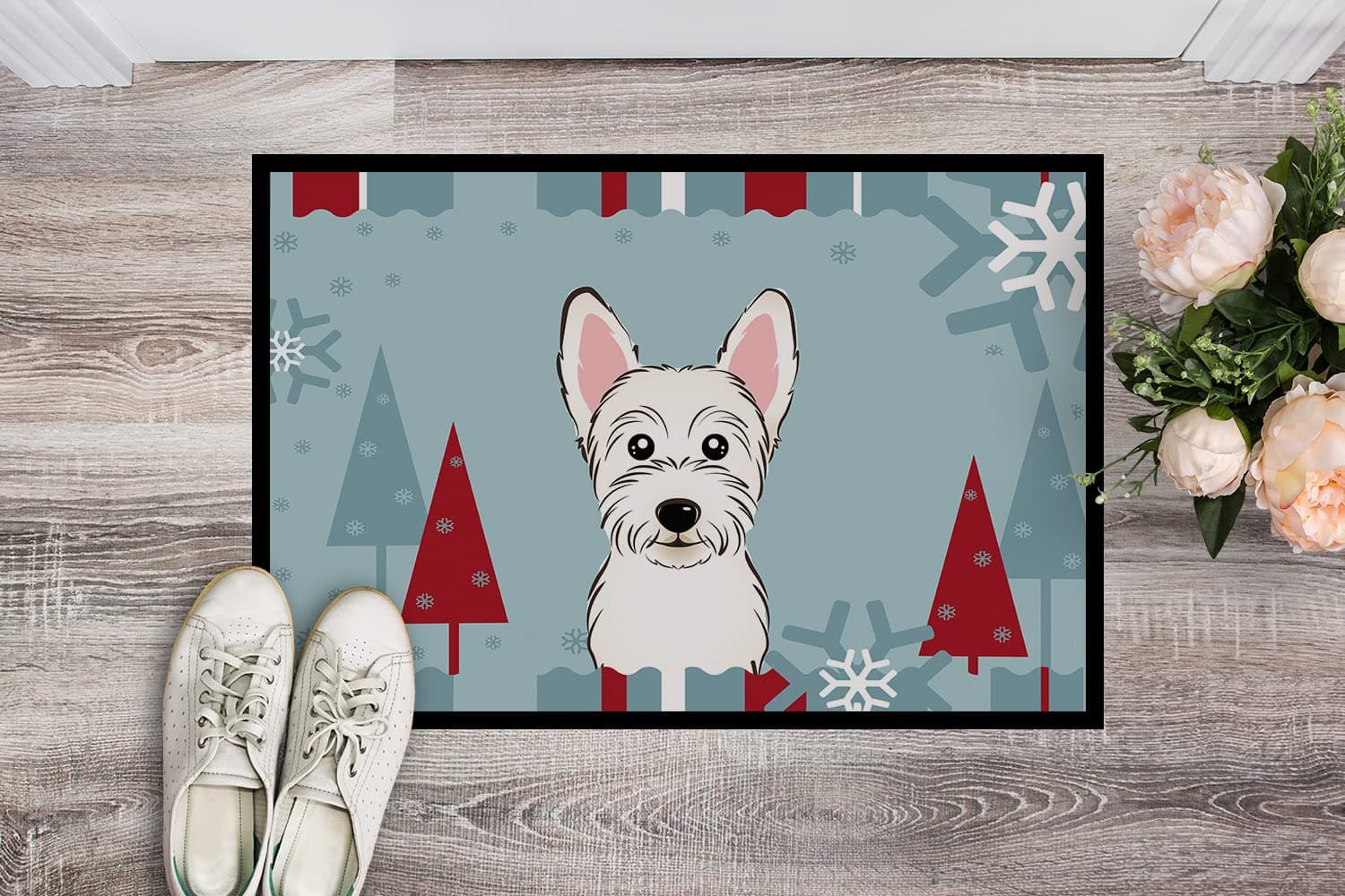 Caroline's Treasures BB1722JMAT Winter Holiday Westie Doormat 24x36 Front Door M - Thumbnail 2