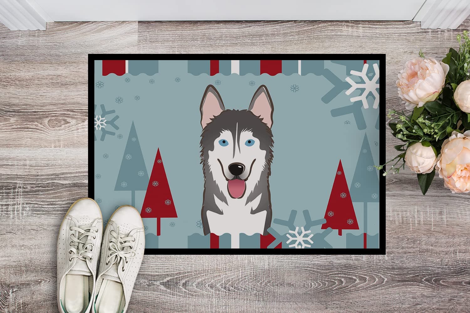 Caroline's Treasures BB1714JMAT Winter Holiday Alaskan Malamute Doormat 24x36 Fr - Thumbnail 2