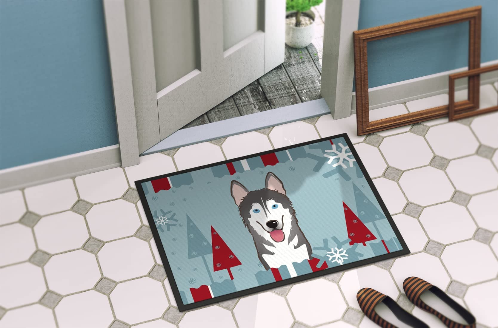 Caroline's Treasures BB1714JMAT Winter Holiday Alaskan Malamute Doormat 24x36 Fr - Thumbnail 4