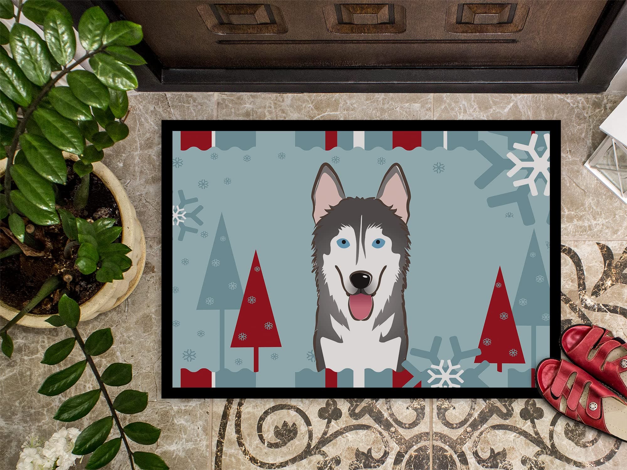 Caroline's Treasures BB1714JMAT Winter Holiday Alaskan Malamute Doormat 24x36 Fr - Thumbnail 3