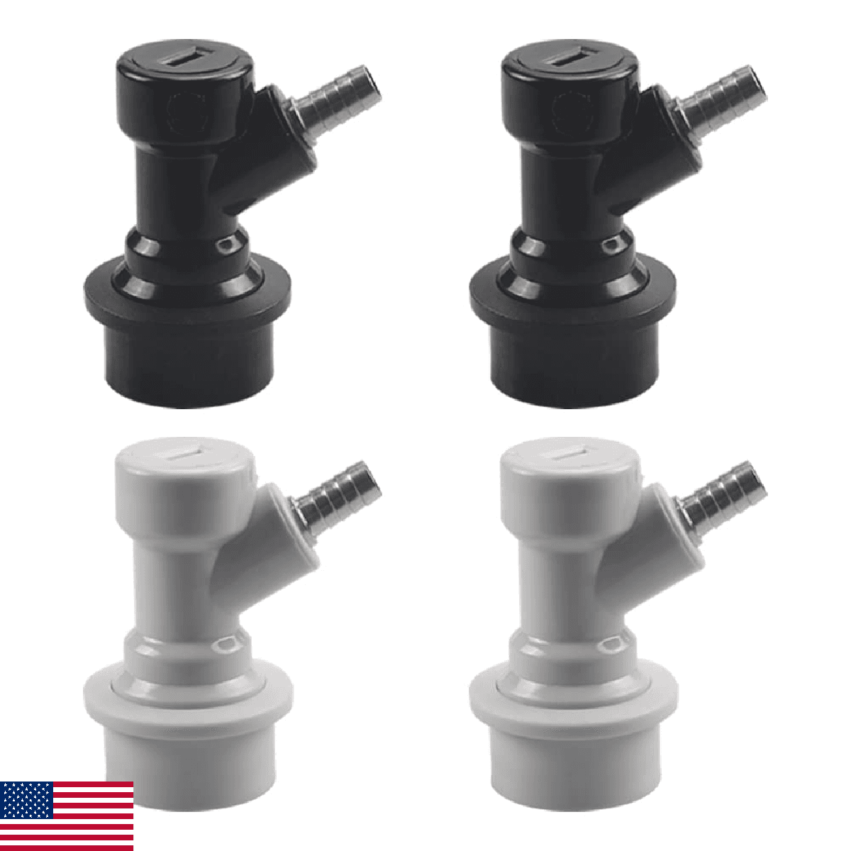 2 Pair ball lock keg couplers Barb Gas&Liquid beer Quick Disconnects Sets - Image 1