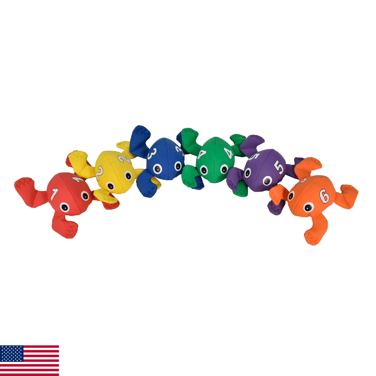 Count N Bags Bean Bag Frogs Numbered 1 Through 6 - Set of 6 - Assorted Colors - Image 1