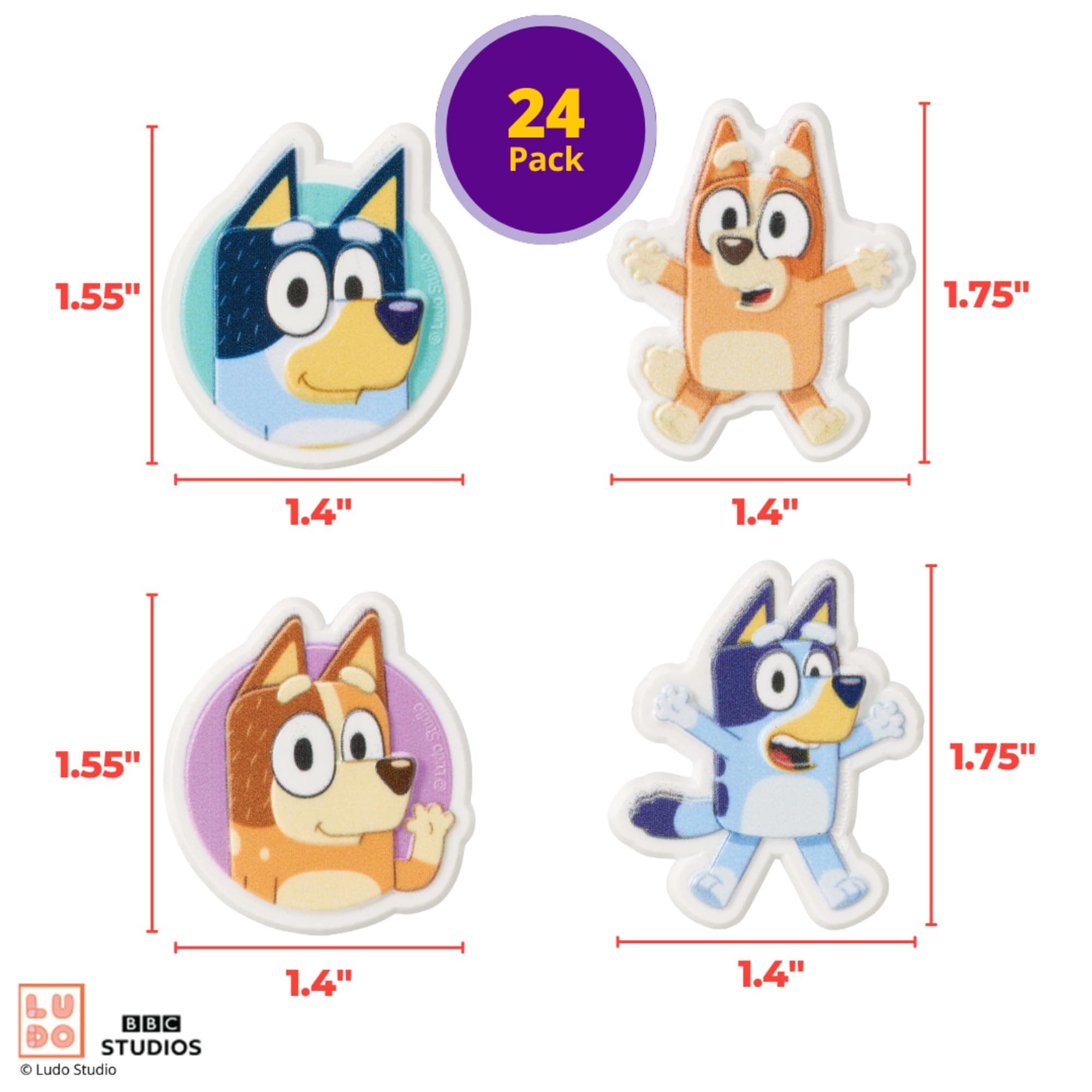 DecoPac Bluey & Friends Cupcake Rings, 24-Pack 3D Food Safe Cake Toppers - Thumbnail 4