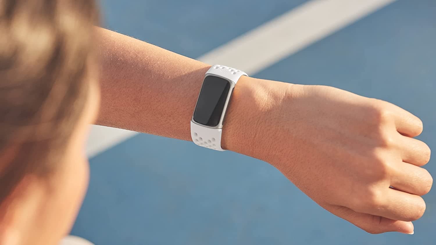 Fitbit Charge 5 & 6 Sport Accessory Band, Official Product, Frost White, Large - Thumbnail 6