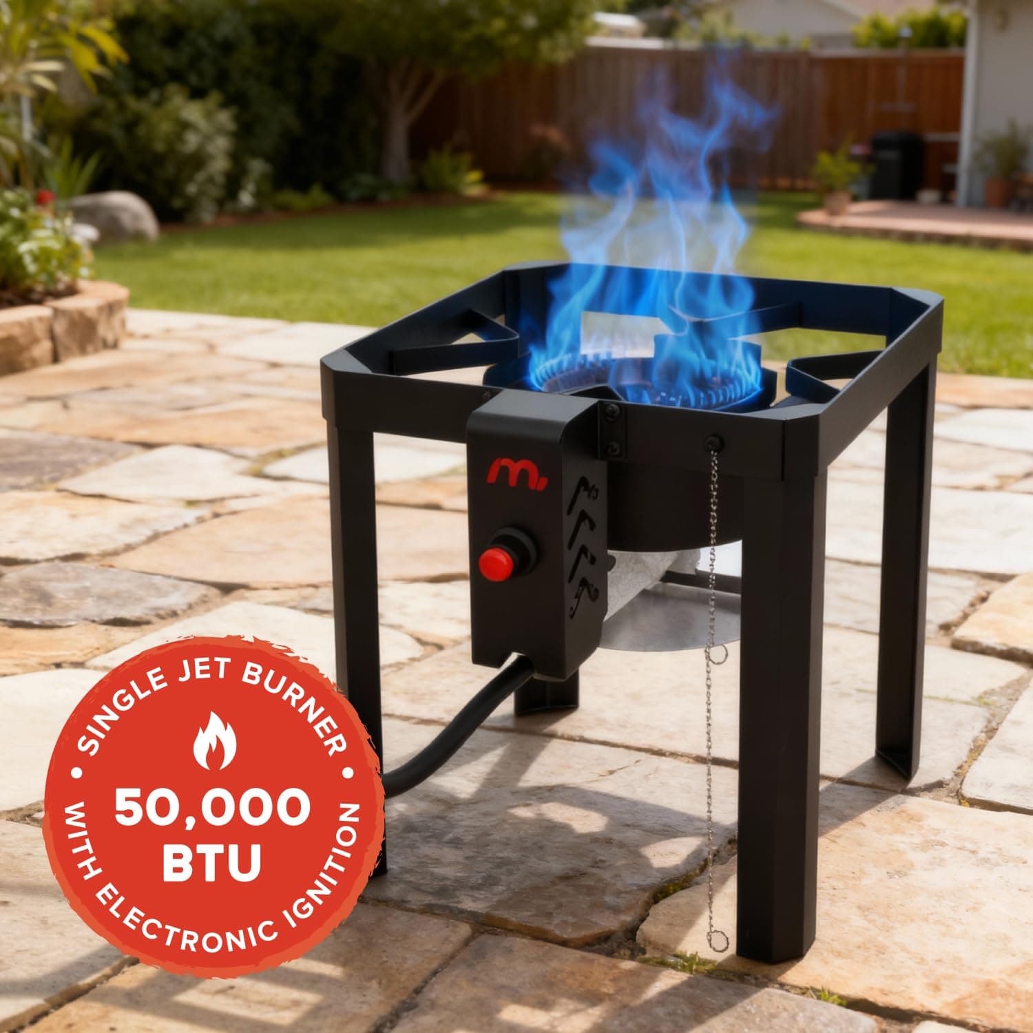 Megamaster 12QT Outdoor Propane Deep Fryer Pot Kit with Basket, 54,000 BTU Gas A - Thumbnail 3