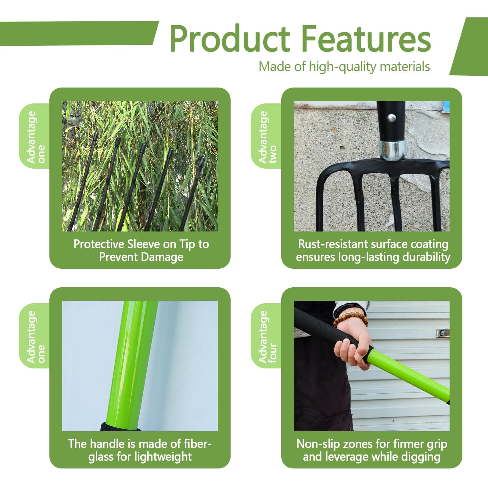 FORCOLID Pitch Fork-57 Inch，5-Tine Steel Garden Fork Heavy Duty, Mulch with Cush - Thumbnail 3