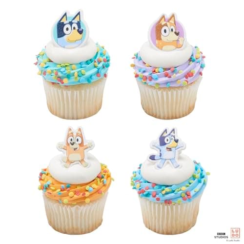 DecoPac Bluey & Friends Cupcake Rings, 24-Pack 3D Food Safe Cake Toppers - Thumbnail 10