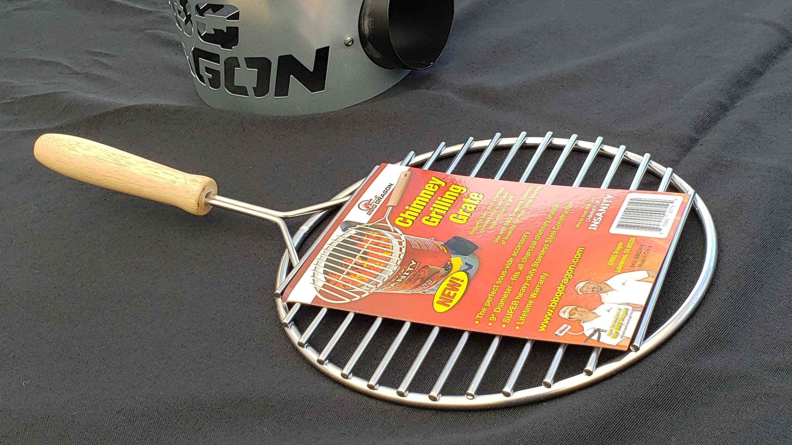 BBQ Dragon Round Grill Grate – 9” Stainless Steel BBQ Grill Grate with Wood Hand - Thumbnail 7