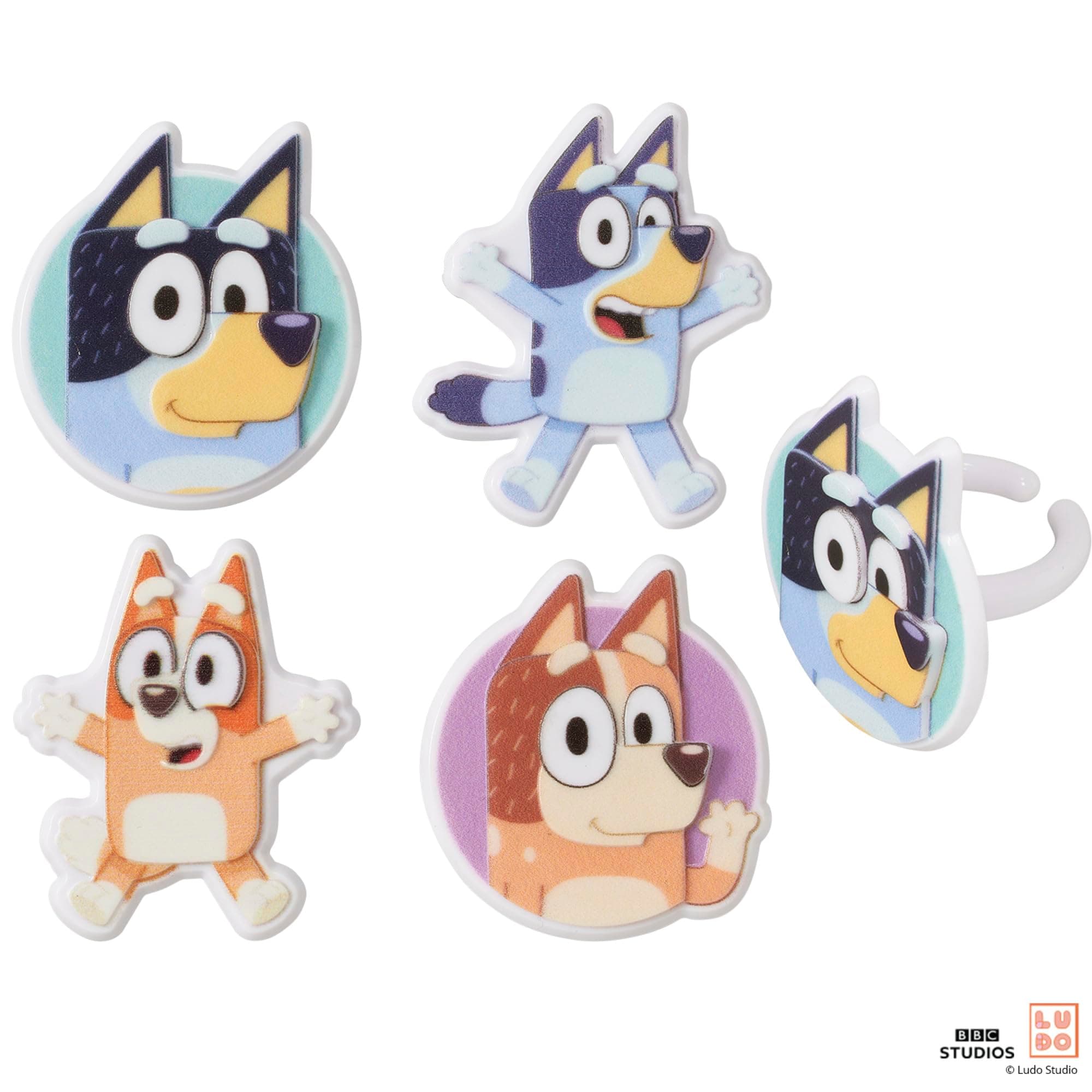 DecoPac Bluey & Friends Cupcake Rings, 24-Pack 3D Food Safe Cake Toppers - Thumbnail 7