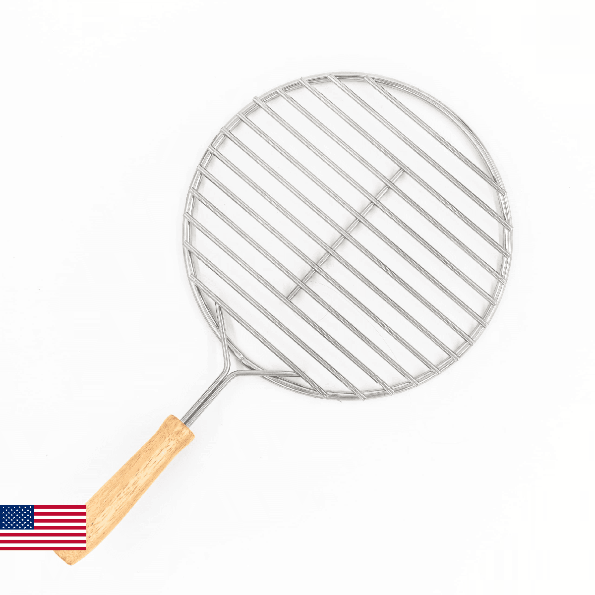 BBQ Dragon Round Grill Grate – 9” Stainless Steel BBQ Grill Grate with Wood Hand - Image 1