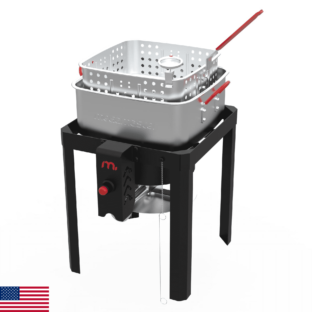 Megamaster 12QT Outdoor Propane Deep Fryer Pot Kit with Basket, 54,000 BTU Gas A - Image 1